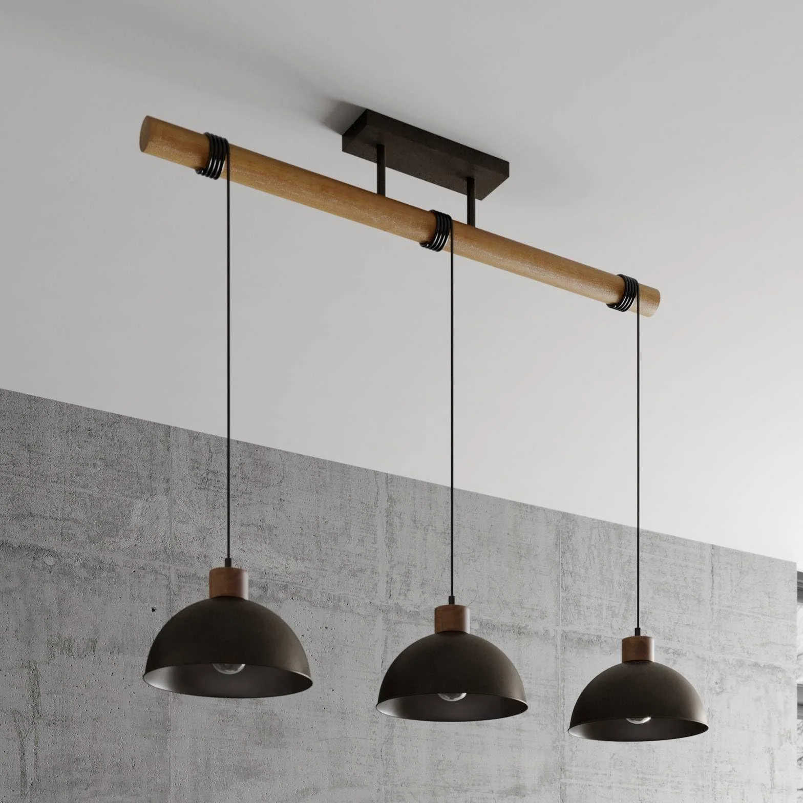 Lindby 3 -punktowa 'Holgar', styl industrialny, m. in. do salonu, jadalni, kolor zielony, metal, żarówka E27