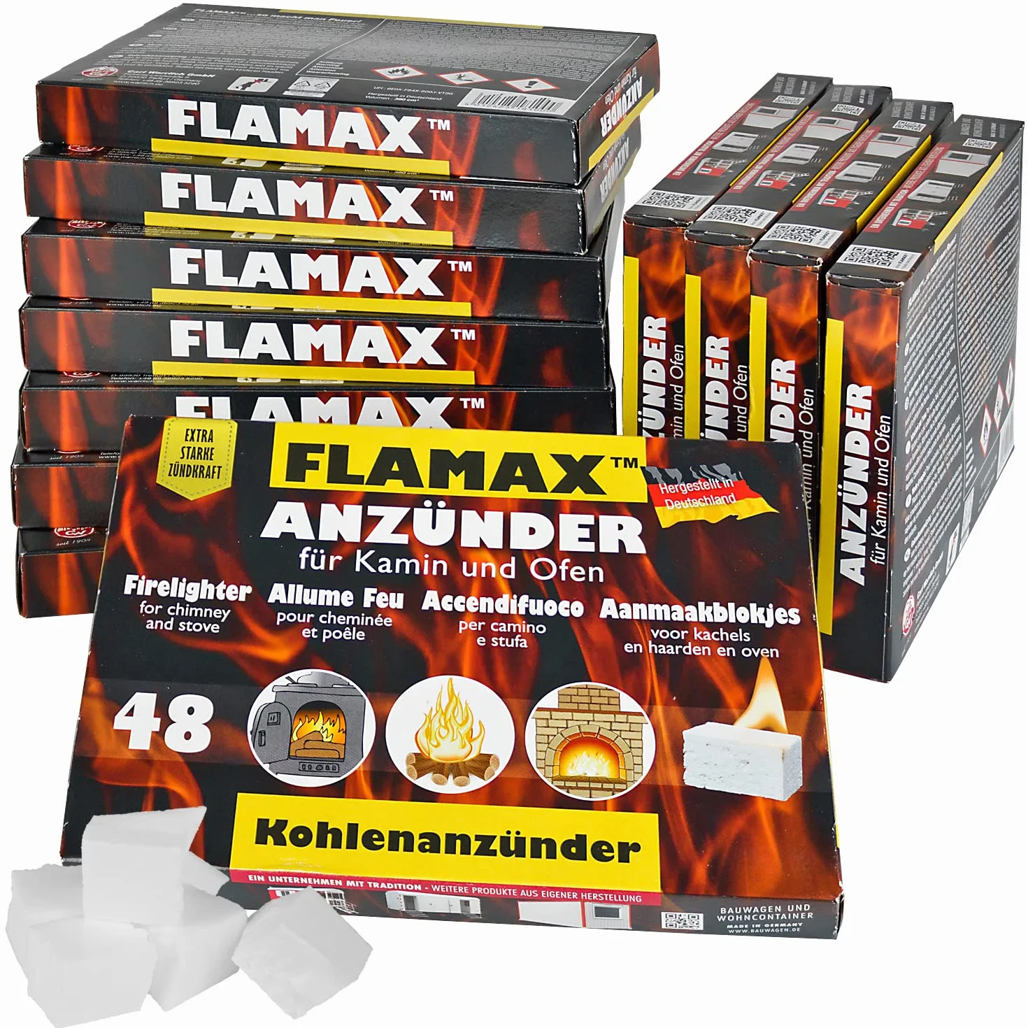 Kostki do szybkiego rozpalania Długi grill BBQ Kominek 48x Flash, Ilość: 12 opakowań = 576 kostek