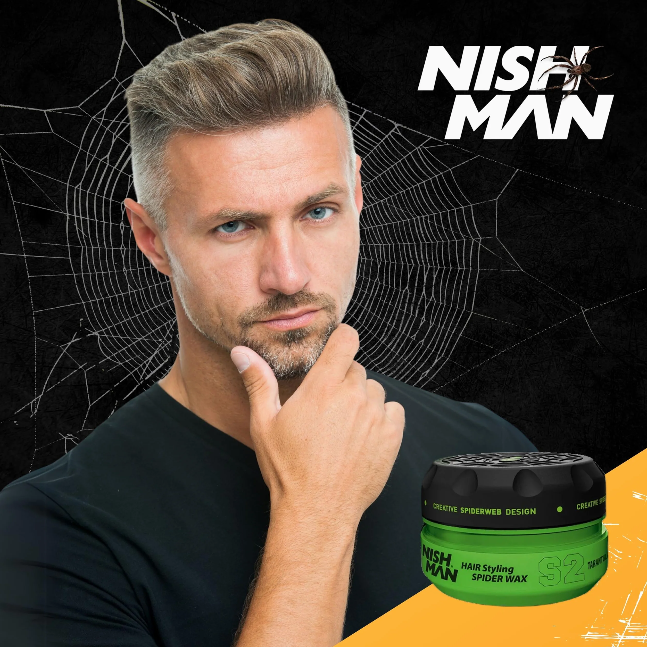 NISHMAN Wosk Aqua Spider S2 - Tarantula 150g - Mocne Utrwalenie, Błyszczące Wykończenie i Elastyczna Stylizacja dla Każdego Rodzaju Włosów – Długotrwałe Nawilżenie i Łatwo Zmywalny Wosk do Włosów
