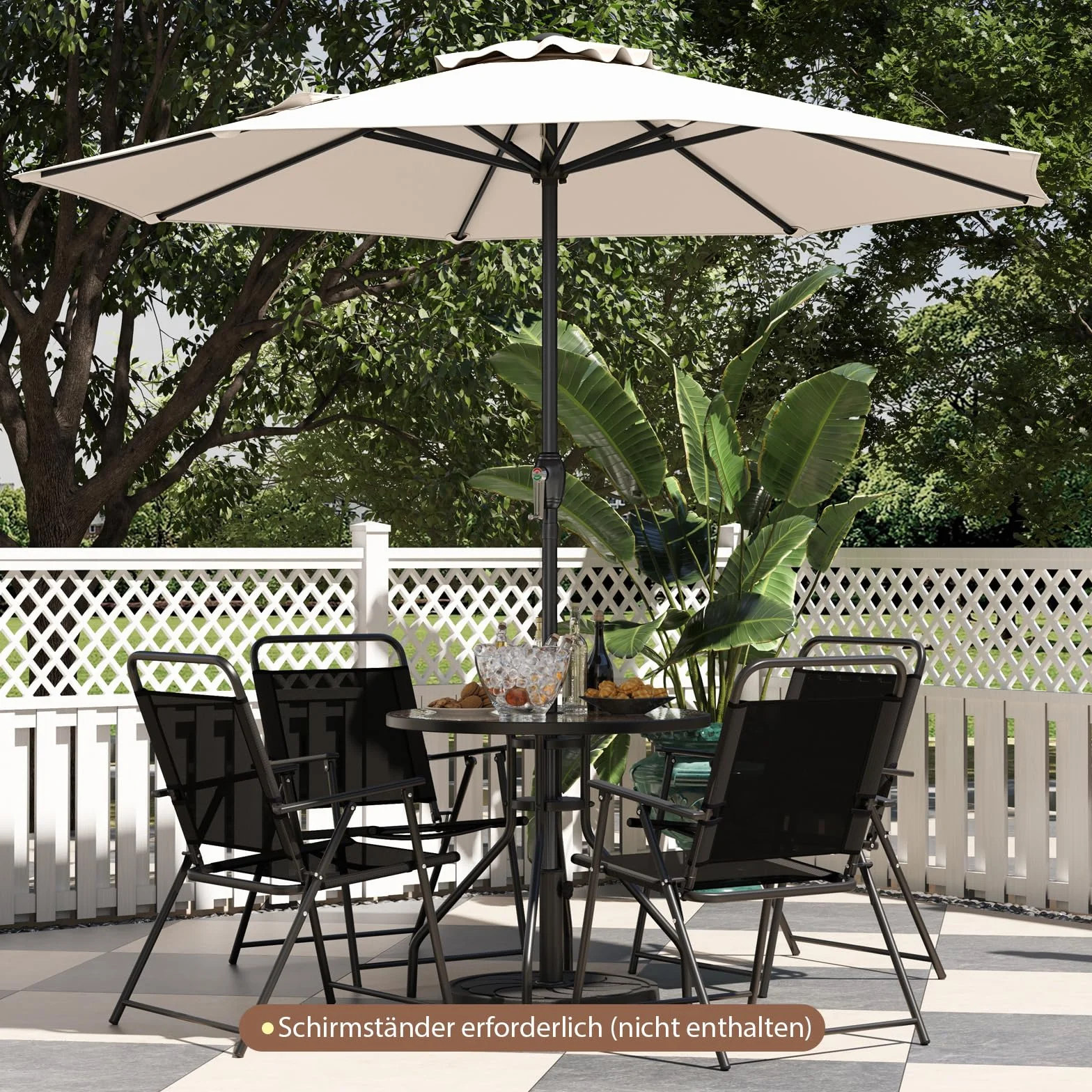 COSTWAY Parasol przeciwsłoneczny 250 cm, parasol ogrodowy z korbą, 8 żeber