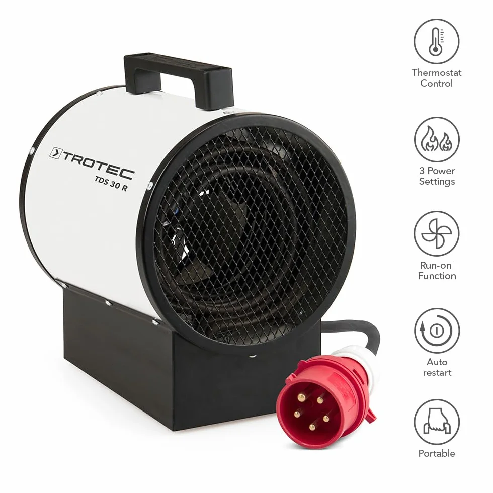 TROTEC Grzejnik budowlany TDS 30 R 2,5 kW 5 kW Nagrzewnica elektryczna 580 m³/h