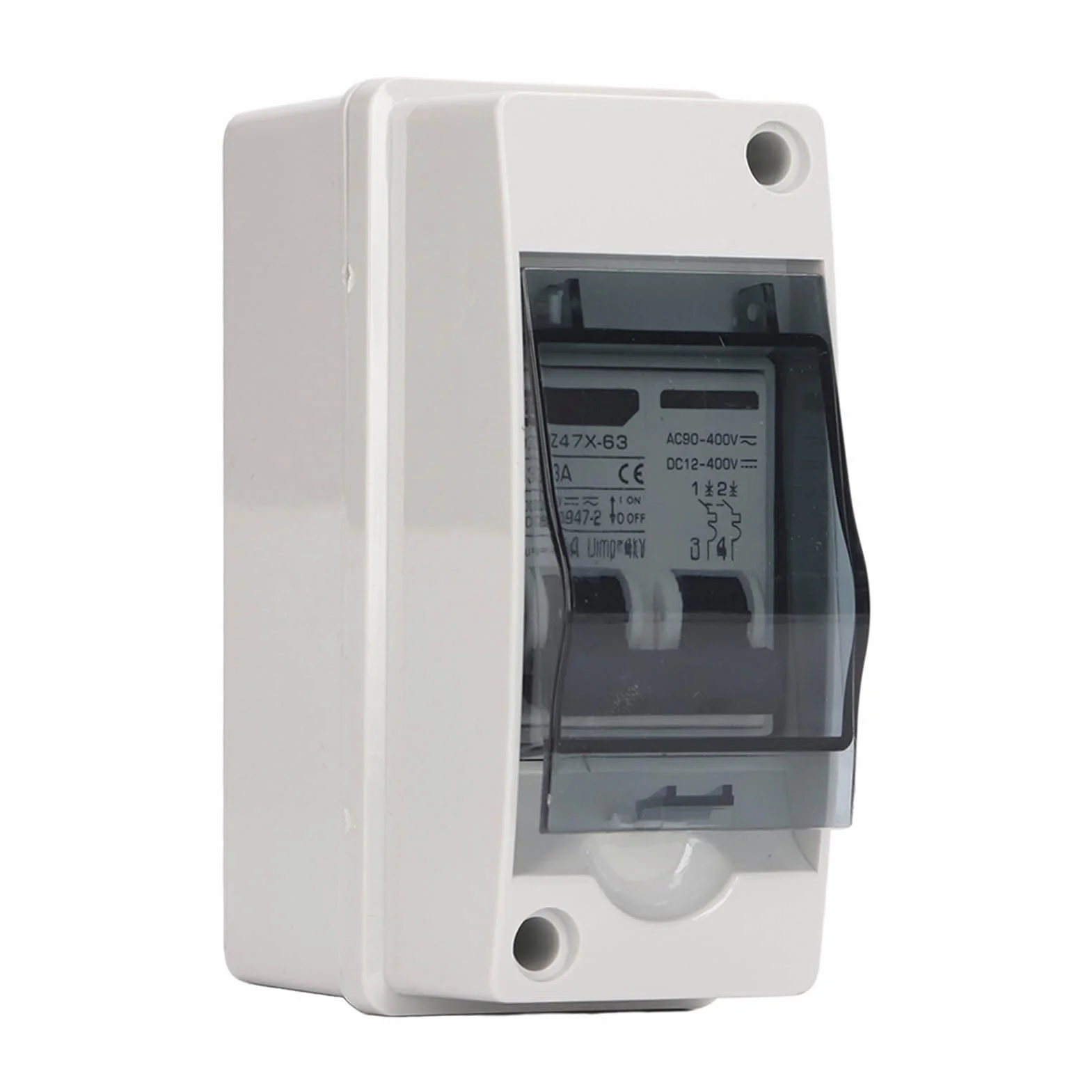 Rozłącznik Solarny 2P 63 Amp IP65 Wodoodporny DC Miniaturowy Przerywacz do Systemu Fotowoltaicznego DC 12V do 400V AC 90 do 400V