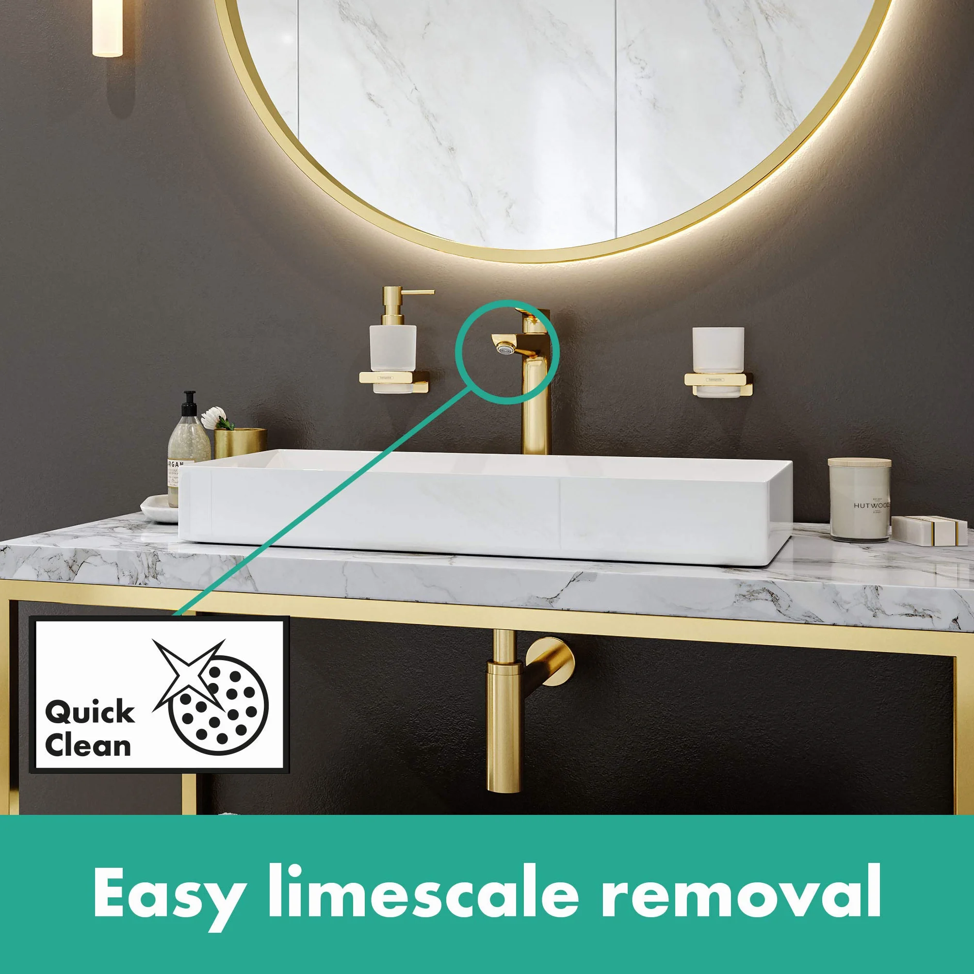 hansgrohe Kran Talis E (armatura z wylewką, wysokość 240 mm), jednouchwytowa bateria umywalkowa bez zestawu odpływowego, polerowany Gold Optic