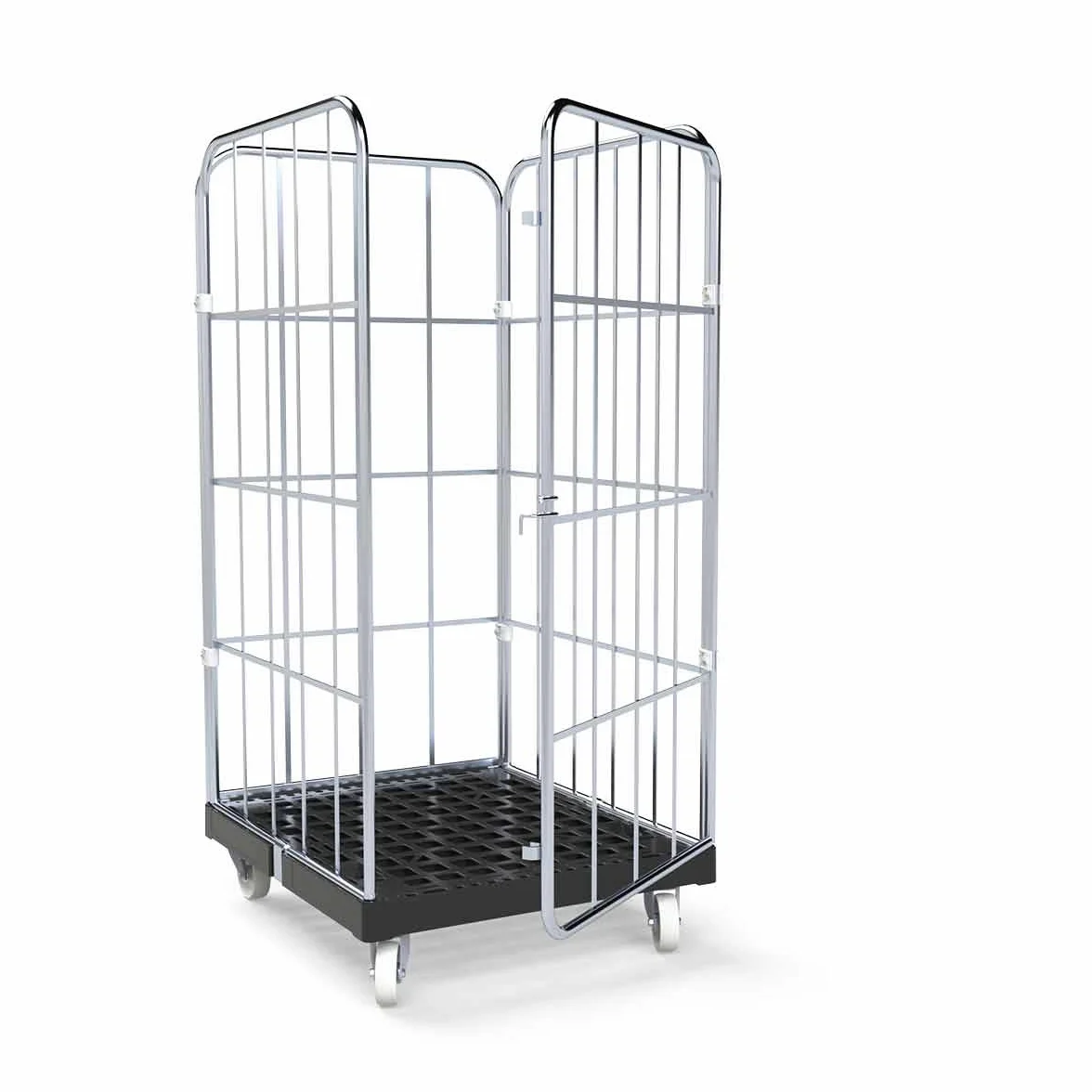 Pojemnik na kółkach 1350 KU RC czarny, 724 x 815 mm, typ 4-stronny, 1 ścianka przednia, Cr 3