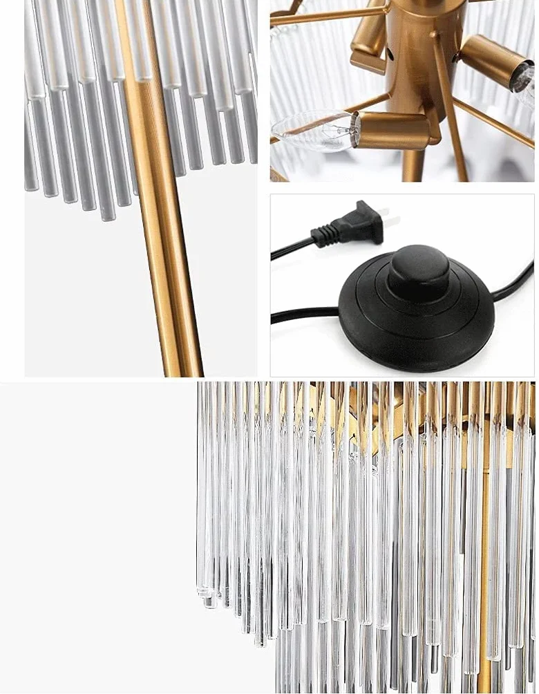Stojące wysokie lampy Nowoczesna lampa podłogowa Kryształowa lampa stojąca 62,9 cala Lampy podłogowe z marmurową podstawą Wysoka lampa, 3 światła do salonu Sypialnia Lampka do czytania