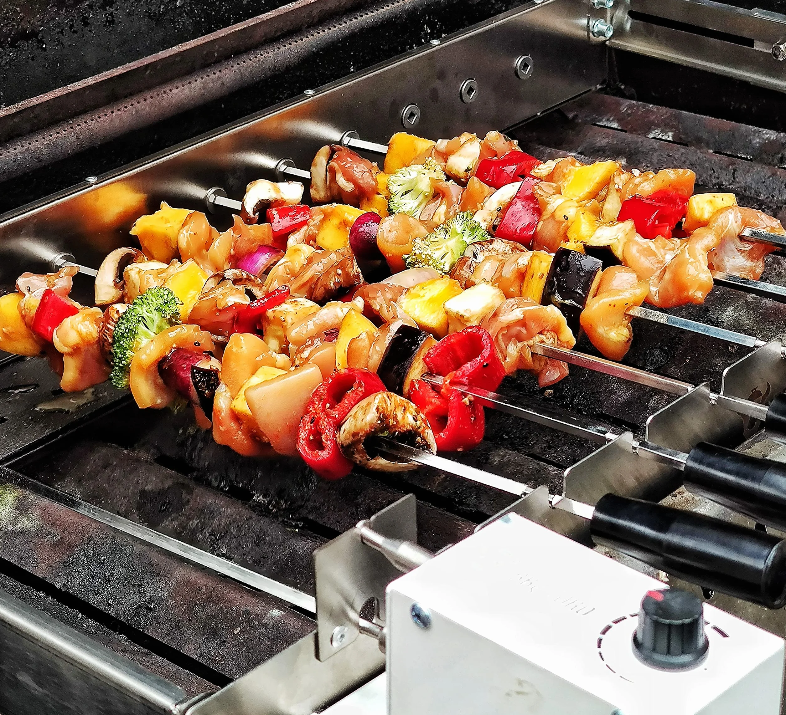 BBQ-Toro obrotowy rożen ze stali nierdzewnej 56 x 26-40 cm elektryczny z silnikiem