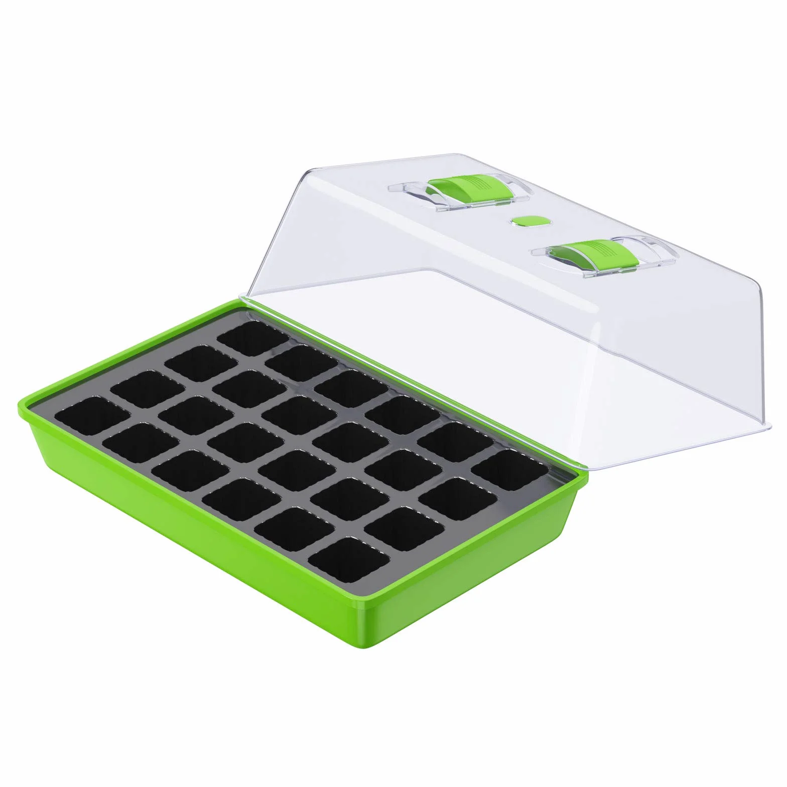 WELLGRO Szklarnia pokojowa z wentylowaną pokrywą i tabliczkami na rośliny, 1, 2 lub 4 sztuki, 38 x 24 x 19 cm, liczba sztuk: 4 sztuki