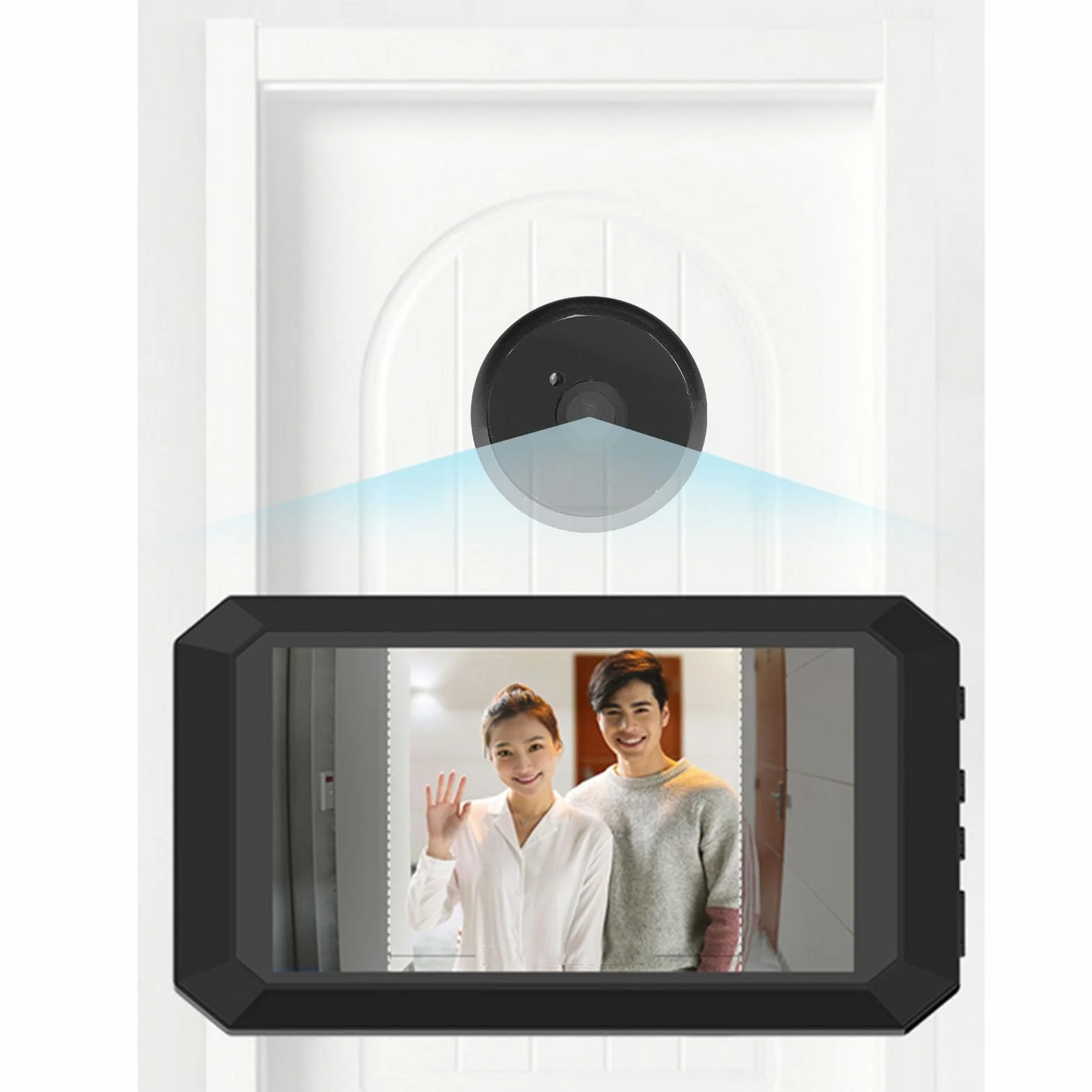 BuyWeek Kamera wizjer do drzwi, 1080P Video Wizjer 3,97 cala Kolorowy Wyświetlacz Kamera do Drzwi Widzenie Nocne 135° Szeroki Kąt Widzenia Akumulator 1400mAh