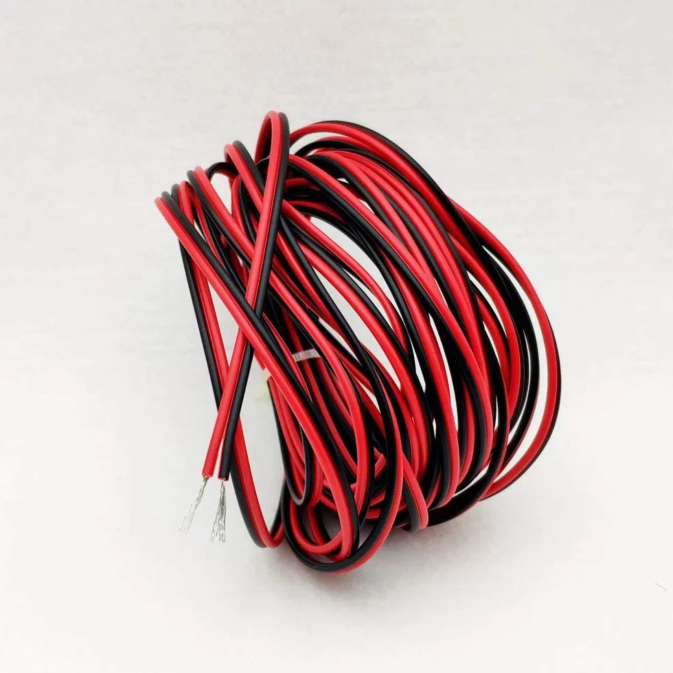 22AWG przewód elektryczny, 0,33 mm², ocynkowany drut miedziany, 2-żyłowy kabel PCW do pasków LED (10 m, czarny + 10 m czerwony)