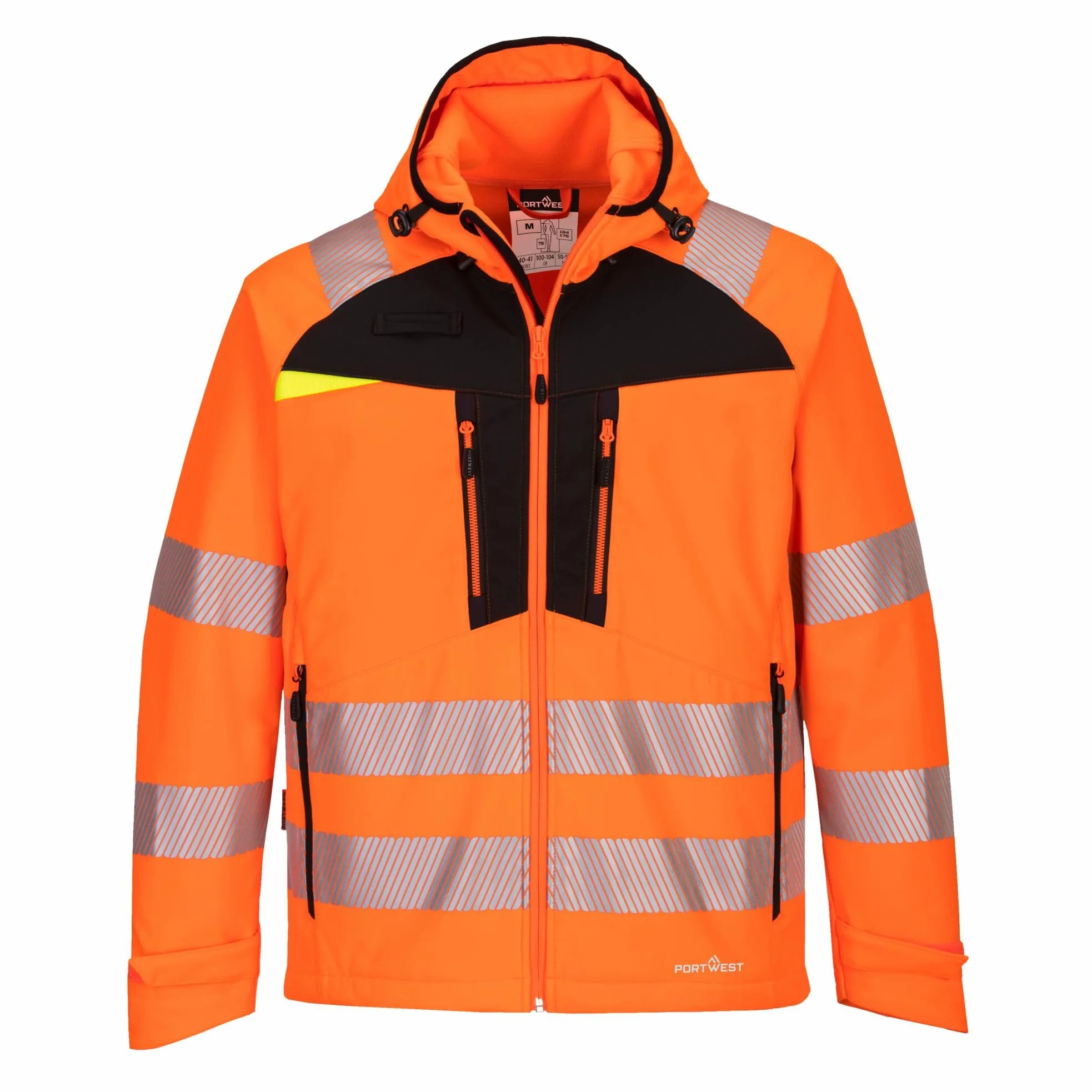 Portwest Odzież robocza męska DX4 Hi-Vis Softshell kurtka, Pomarańczowy/czarny, L