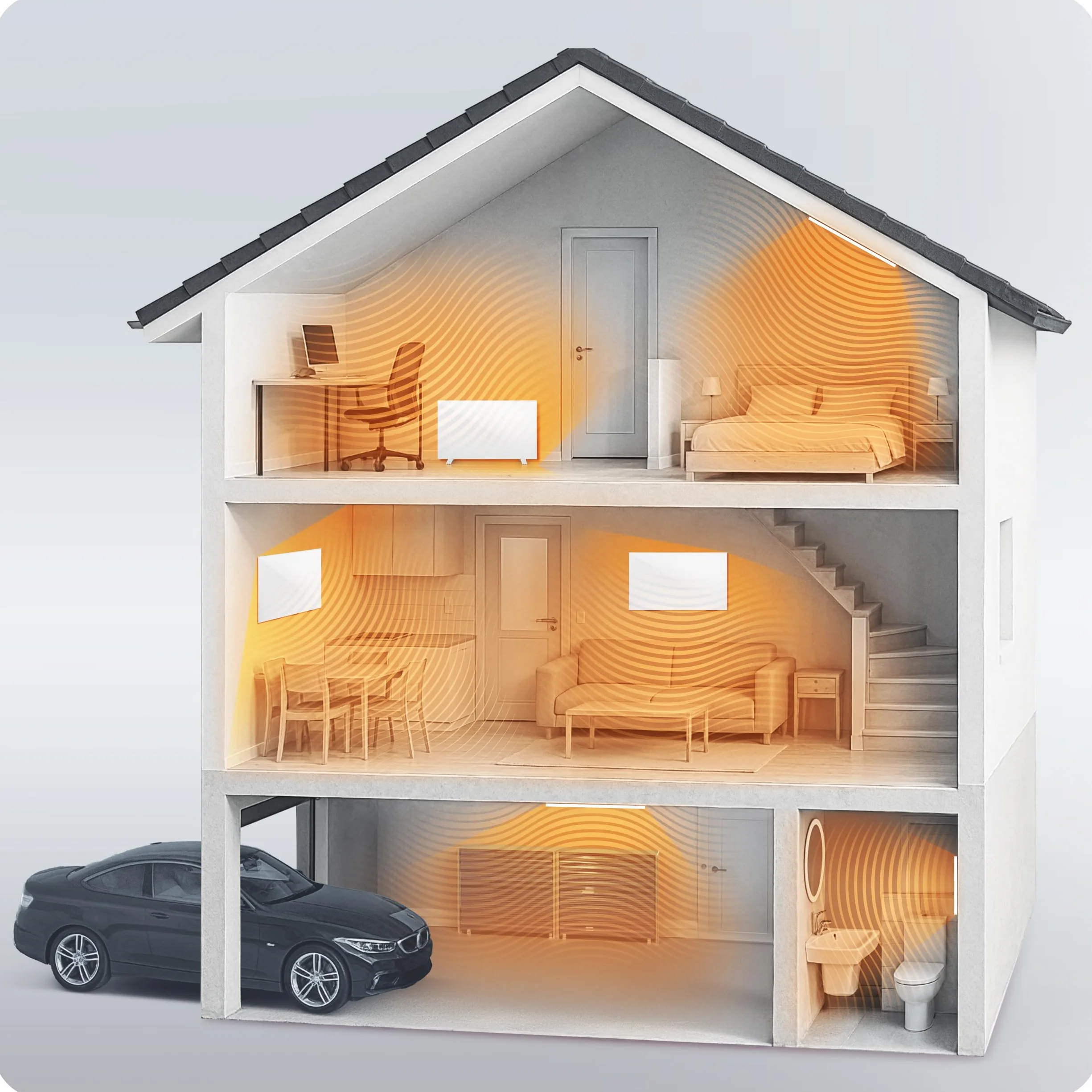 Berdsen Grzejnik na Podczerwień - Panel Grzewczy - 600 W - Szybkie Nagrzewanie - Panel Dotykowy - Pilot WiFi Aplikacja - Timer 1-9 h