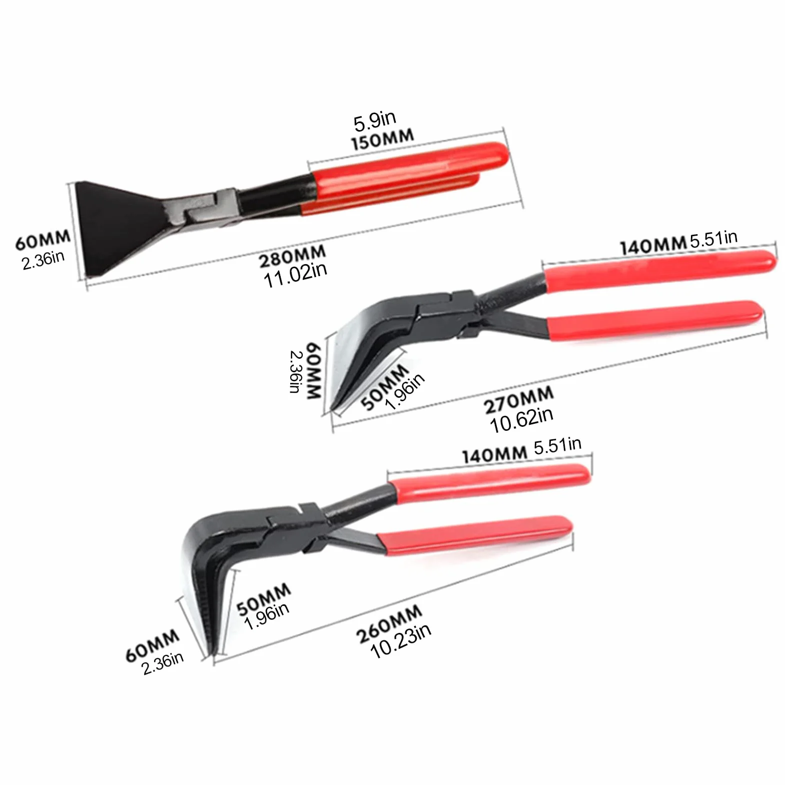 Szczypce do Blachy 3 Sztuki Ręczne Narzędzie do Gięcia i Łączenia Metalu | Ergonomiczny Zestaw Szczypiec Do Zaginania Blachy do Prac Domowych Samochodowych Hydraulicznych i
