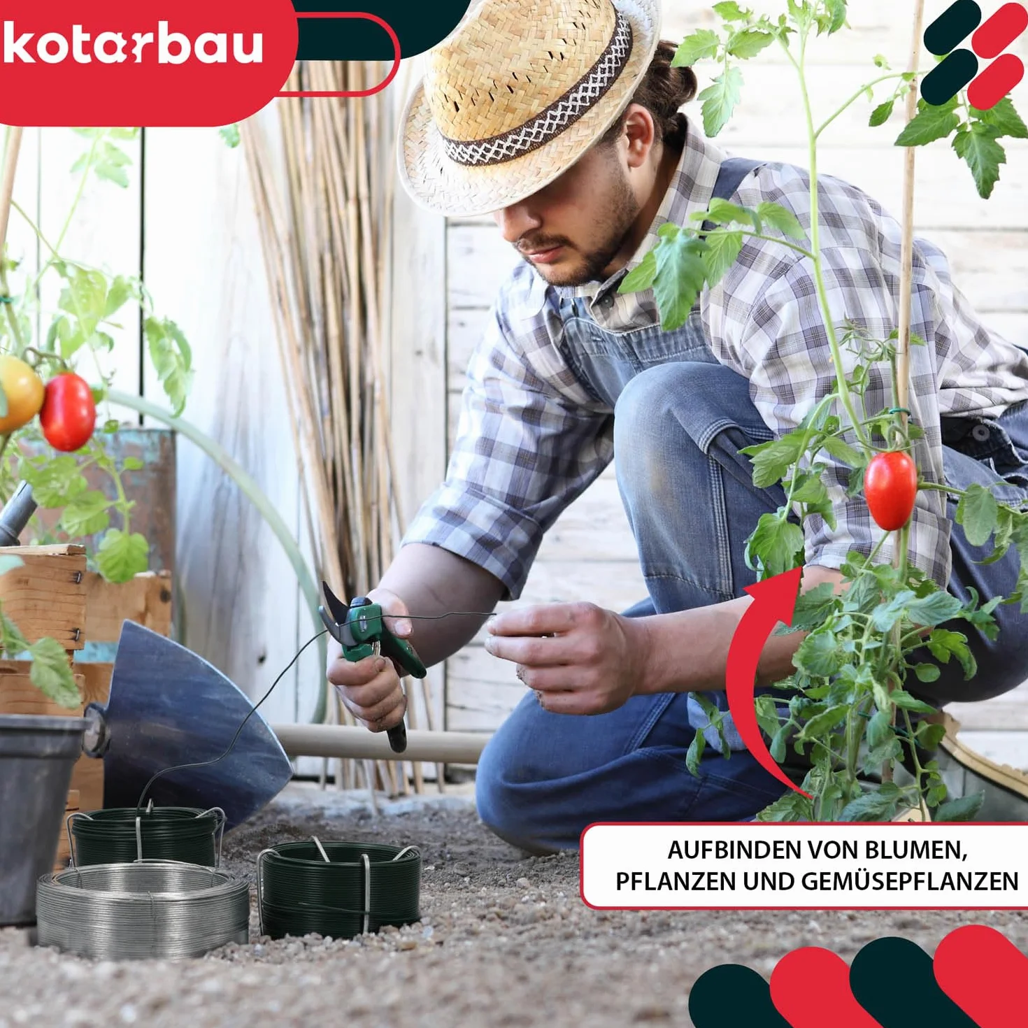KOTARBAU® Przędza ogrodowa 1,4 mm 50 m powlekana PCW zielona