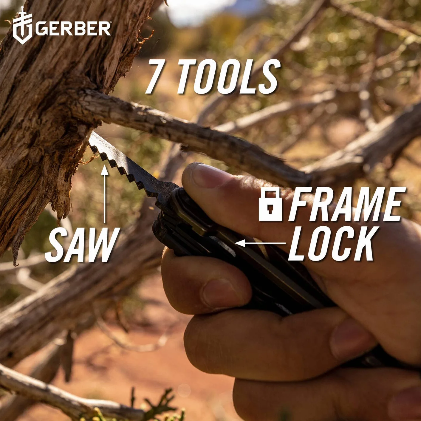 Gerber Scyzoryk z 7 funkcjami, narzędzie wielofunkcyjne z gładkim ostrzem, z nożyczkami i piłą, ArmBar Scout, czarny/pomarańczowy, stal nierdzewna/aluminium, 1064396