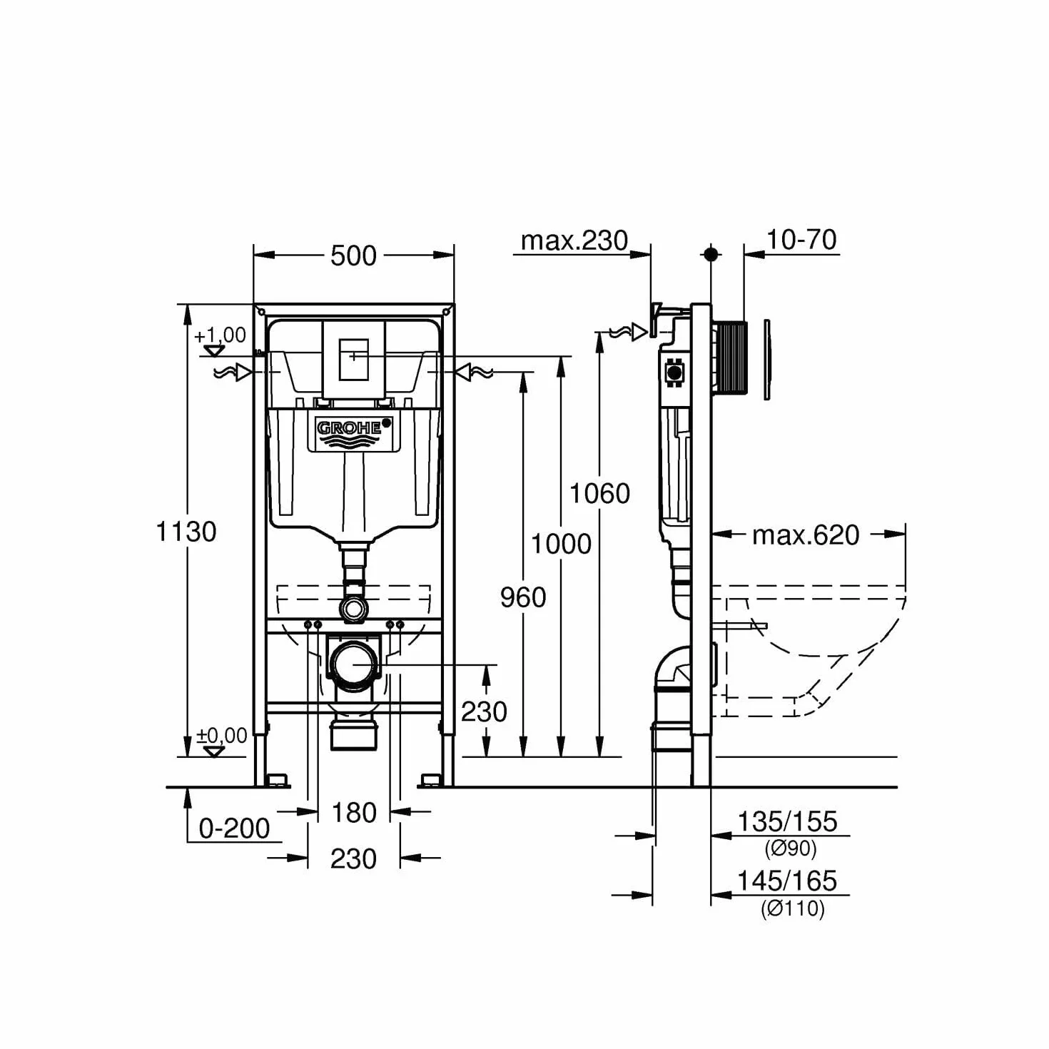 Grohe 38772001 Stelaż Podtynkowy, Wielokolorowy, 113 cm