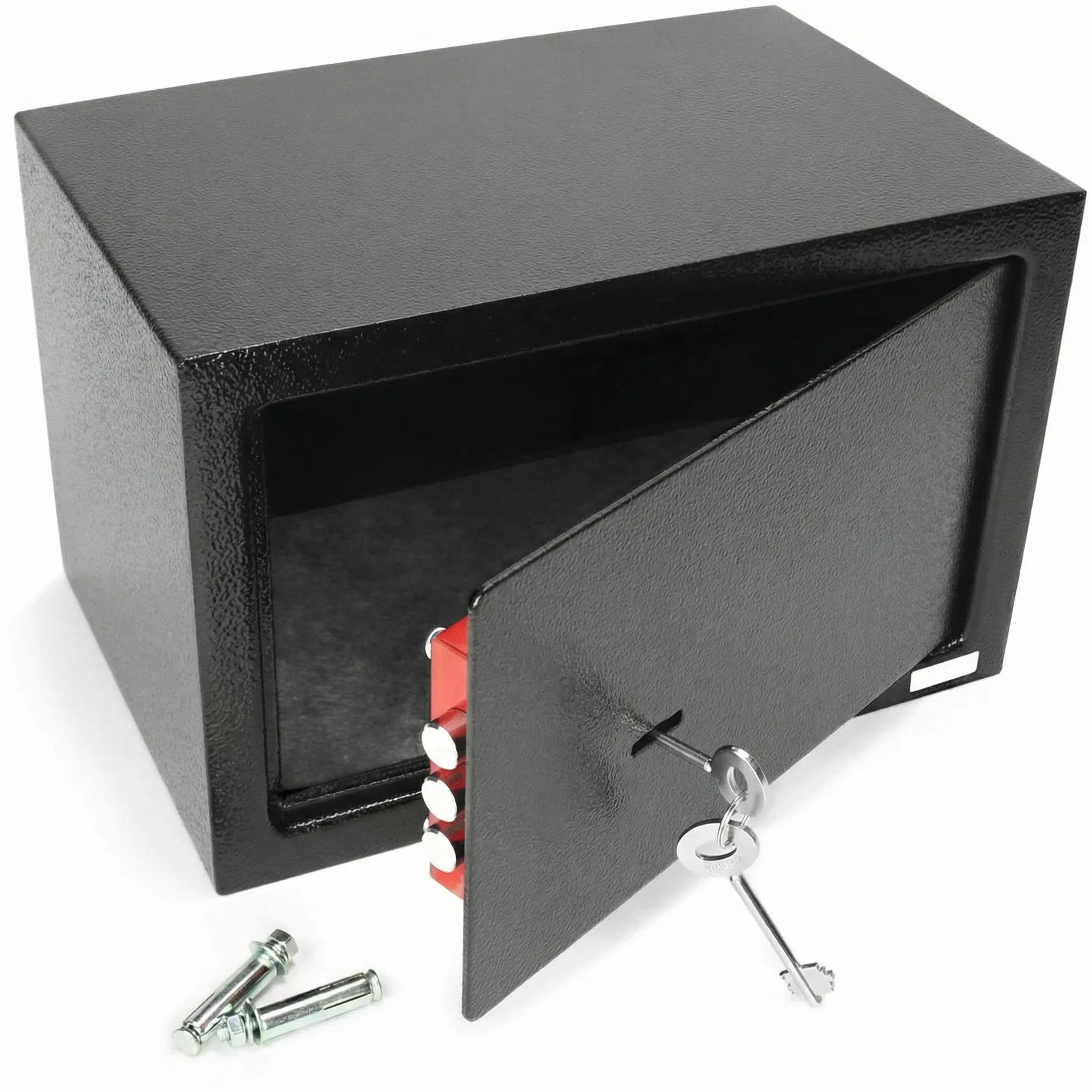 QWORK® Mały sejf 31 x 20 x 20 cm - potrójny zamek Panneton - solidna stalowa konstrukcja - do gotówki/biżuterii/telefonu/wartościowych przedmiotów