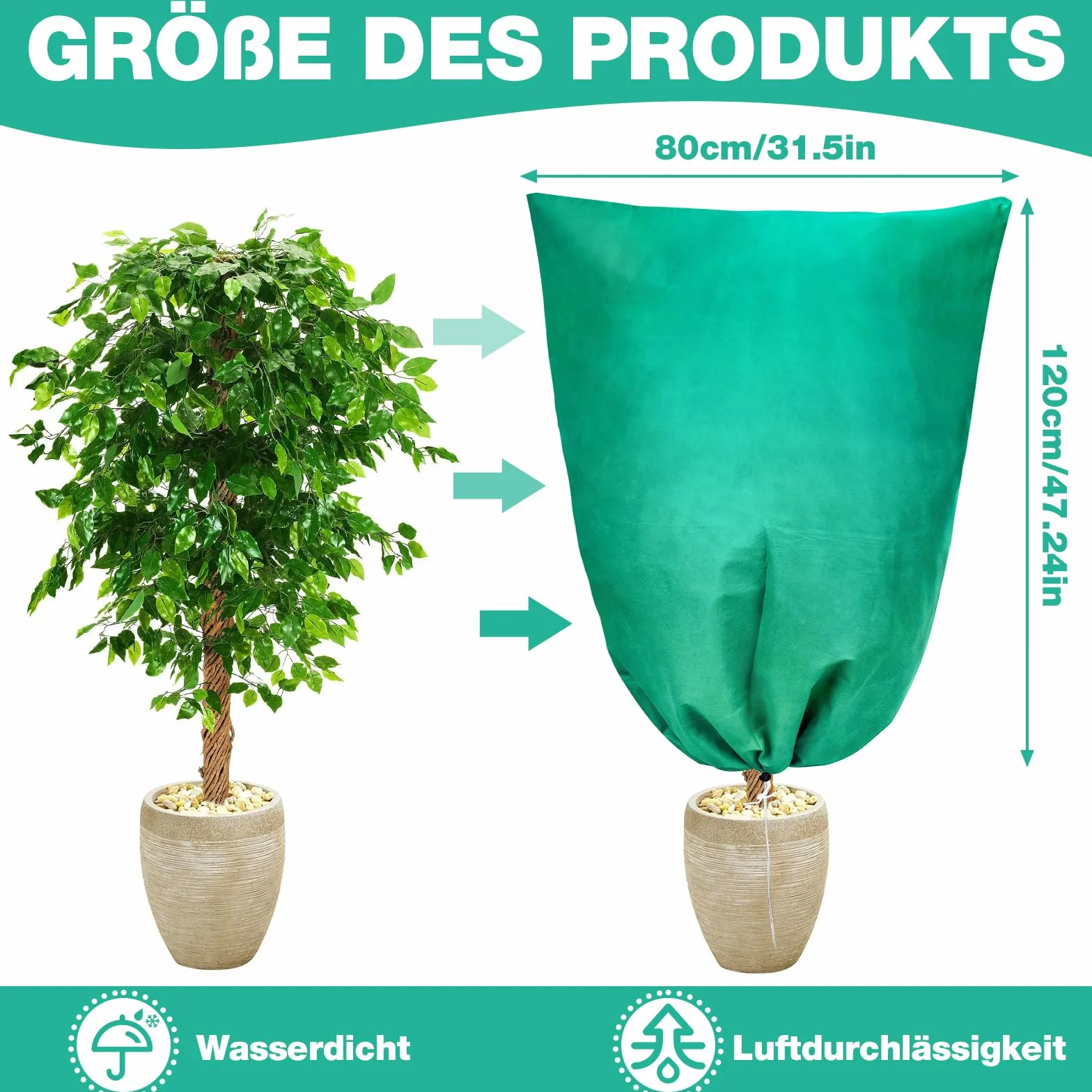 Hysagtek Ochrona roślin na zimę, 2 szt., ochrona roślin doniczkowych, ochrona przed mrozem, zimnem, worek ochronny z zamkiem błyskawicznym (80 x 120 cm)