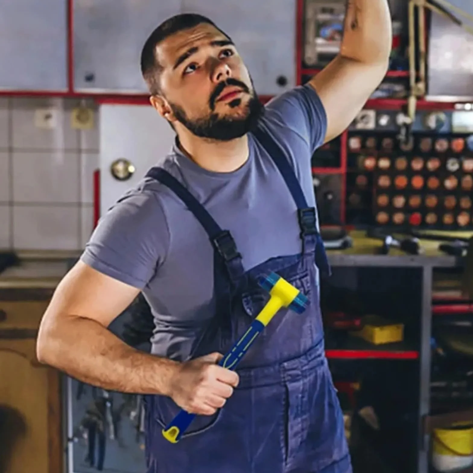 1 szt. Dwugłowy młotek instalacyjny, 25 mm gumowy młotek z gumową rączką, odłączany izolowany młotek instalacyjny,Młotek gumowy