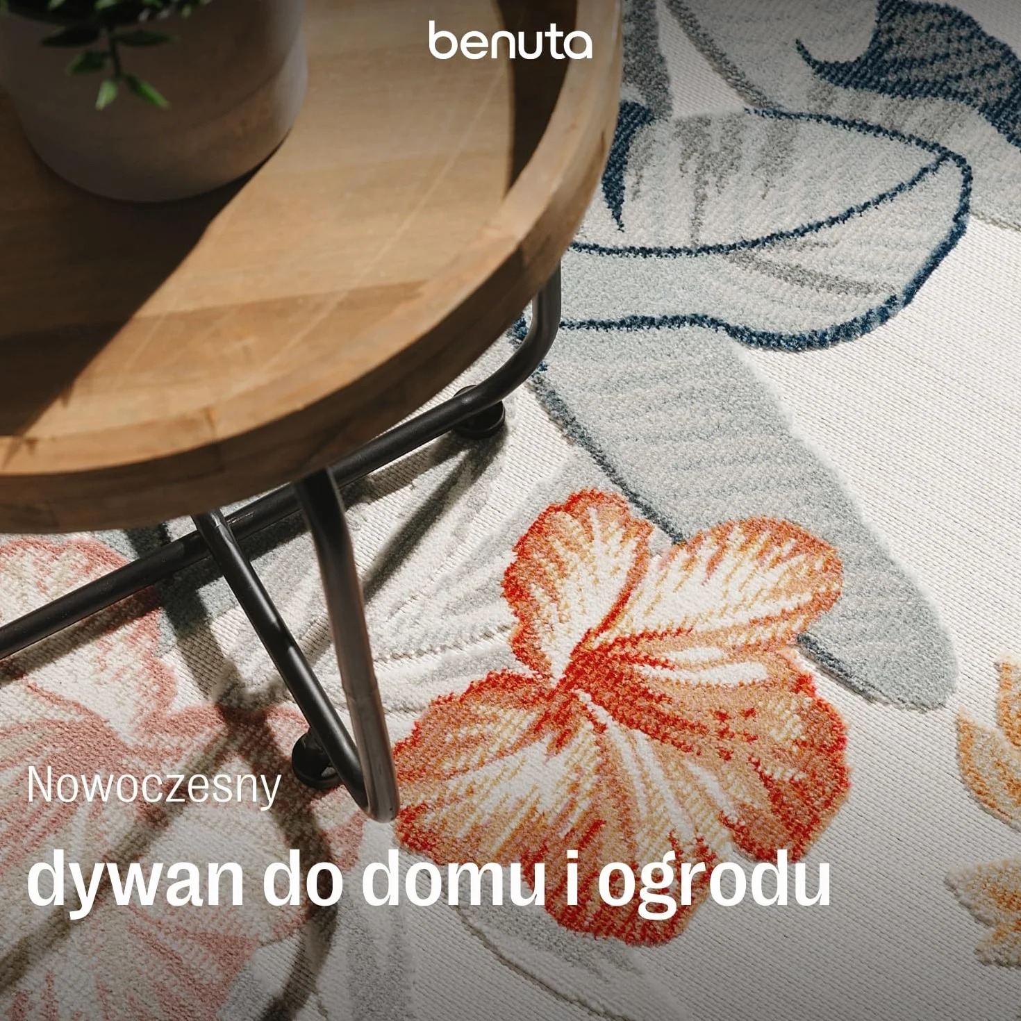 benuta Basic Dywan In & Outdoor Flora - Wielokolorowy 200x300 cm - Kwiatowy - Wodoodporny UV balkon, taras, ogród - Kuchnia i salon - Łatwy trwały