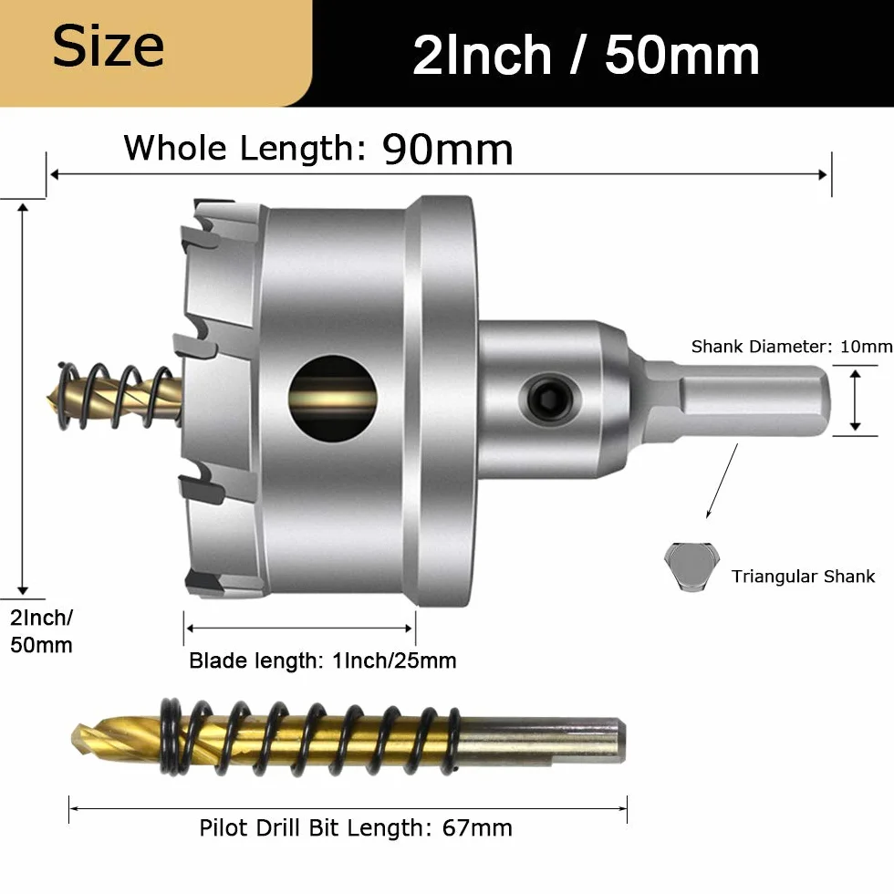 ASNOMY 8 szt. duży zestaw otwornic TCT do metalu, 16-60 mm węglik spiekany, wiertła wiertła z tytanem wiertło pilotowe do twardego metalu, stali nierdzewnej, żelaza, drewna, tworzywa sztucznego