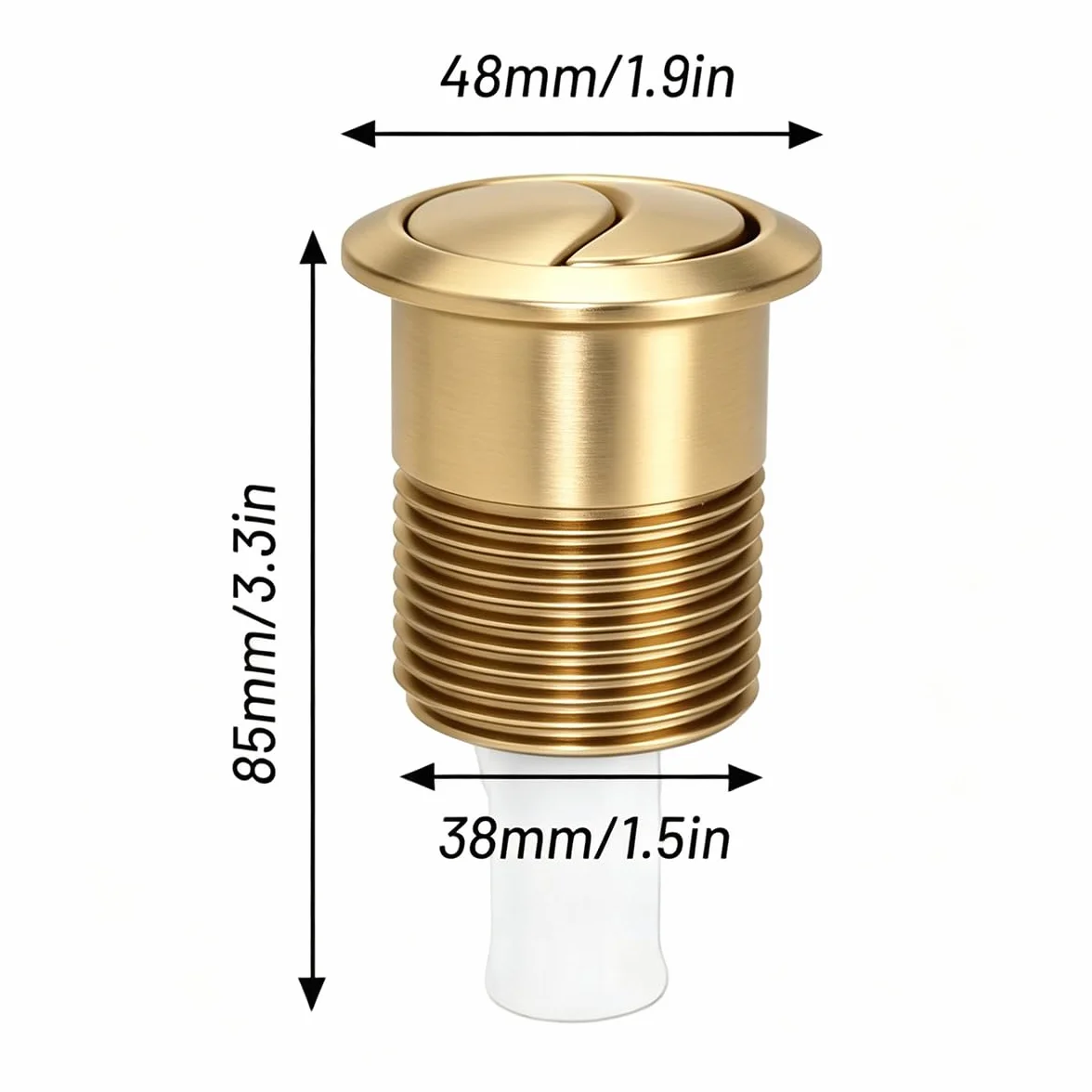 Ticha Wymienny przycisk spłukiwania toalety, okrągły kształt, nowoczesny przycisk do toalety, do Skipper 45 Dual Flush Cistern (złoty)