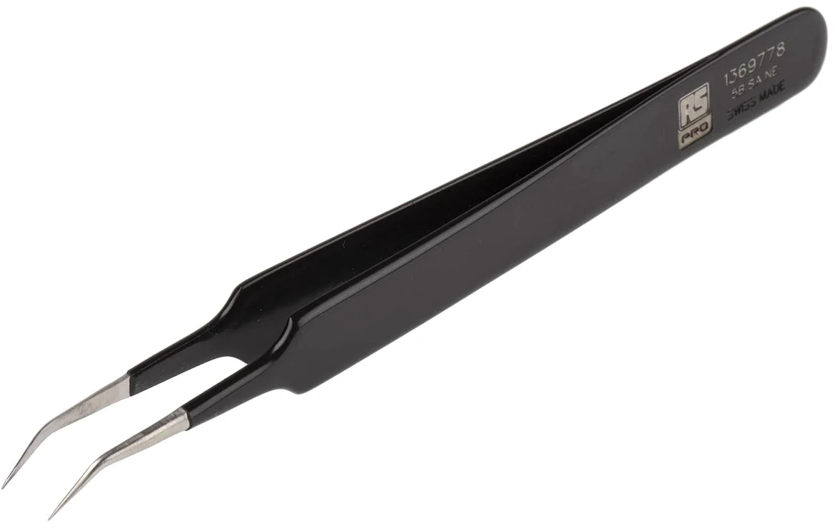 RS PRO Pęseta ze stali nierdzewnej, 110 mm, antymagnetyczna, zabezpieczona przed ESD