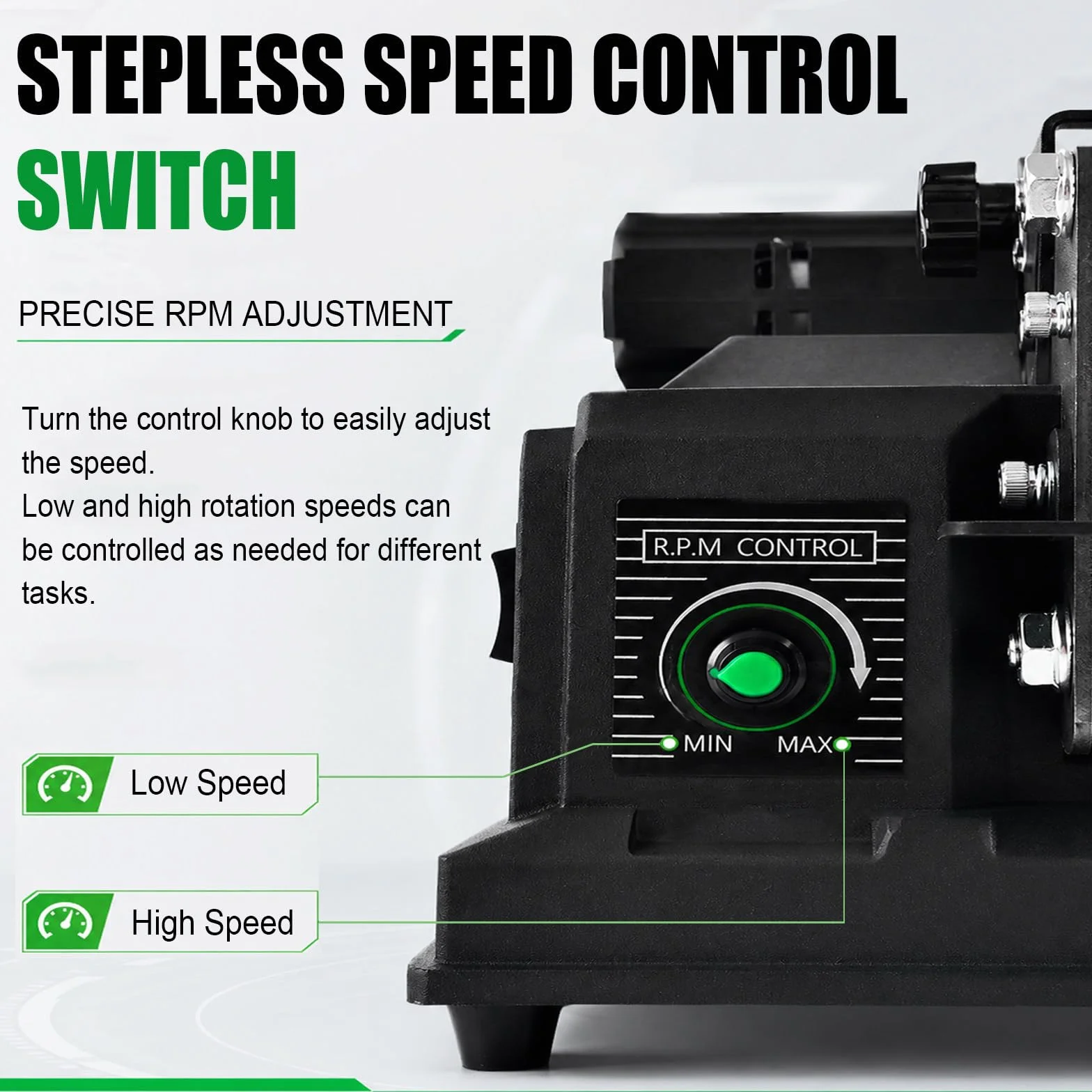 Wielofunkcyjna Szlifierka Taśmowa, Moc 180W, do ostrzenia Noży i Nożyczek | Bezstopniowa Regulacja Prędkości, 50 Taśm Ściernych o Różnej Ziarnistości, Prędkość Bez Obciążenia 7000 obr/min