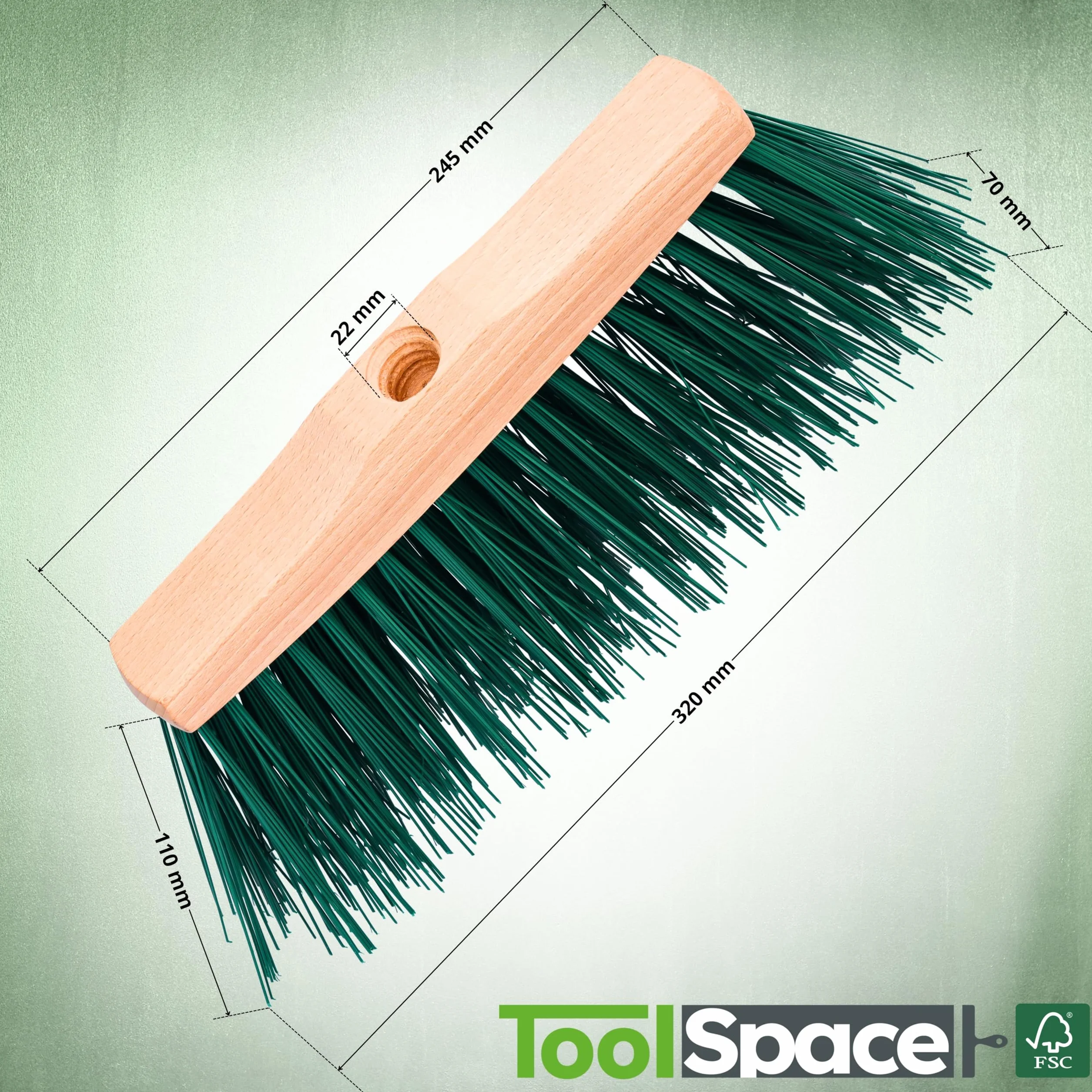 ToolSpace 2x Drewniana Miotła Zewnętrzna 24 cm – Twarde Włosie z Tworzywa Sztucznego – Do Zamiatania Podwórka, Garażu, Betonu, Kostki – Czysty Ogród i Podwórko – Szczotka do Zamiatania Liści i Kurzu