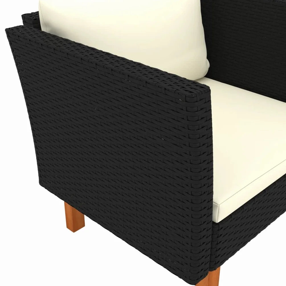 vidaXL Sofa ogrodowa, polirattan i lite drewno eukaliptusowe