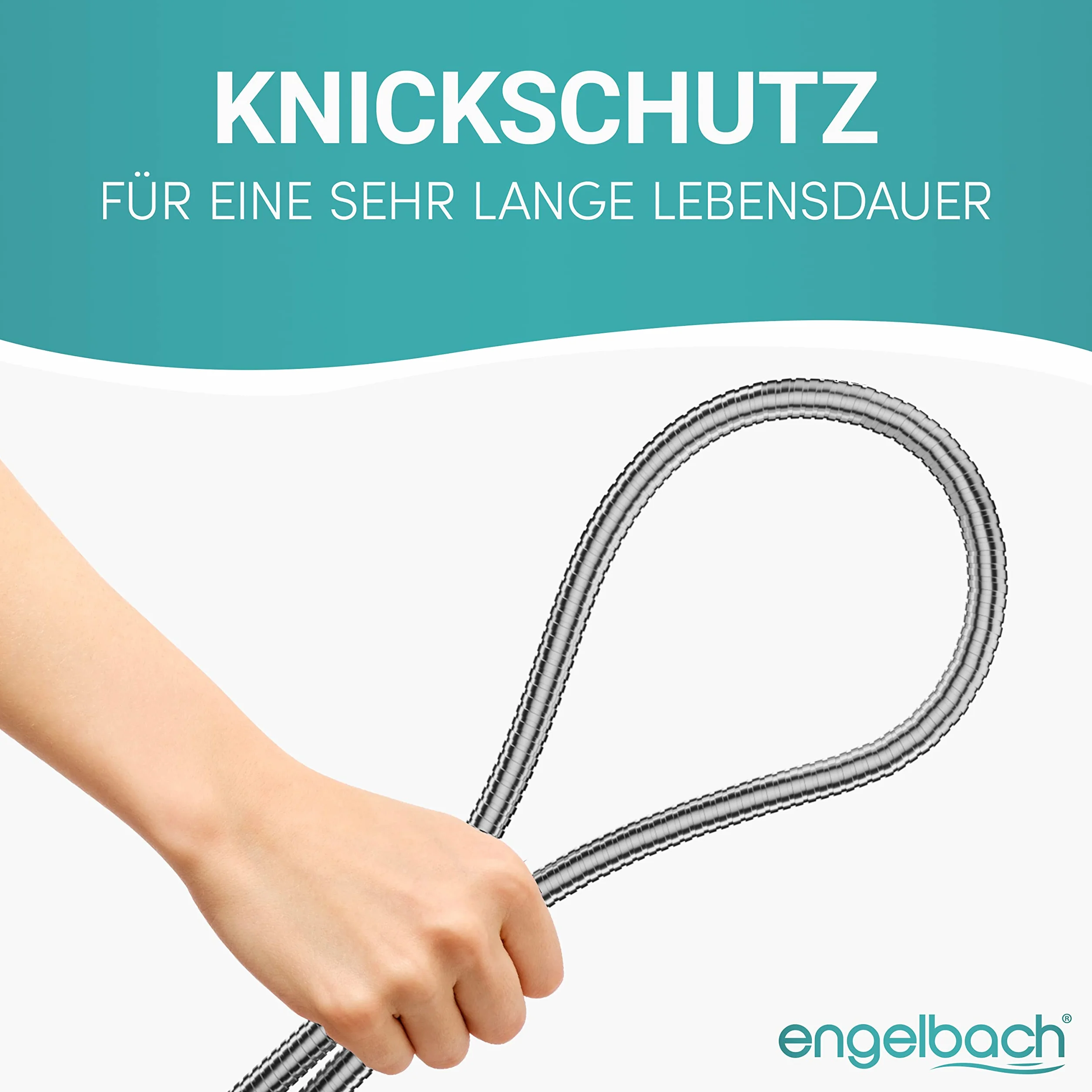 Engelbach® Wąż prysznicowy 1,5 m ze stali nierdzewnej – wąż z prysznicem ze standardowym przyłączem – elastyczny i certyfikowany do wody pitnej – Made in Germany