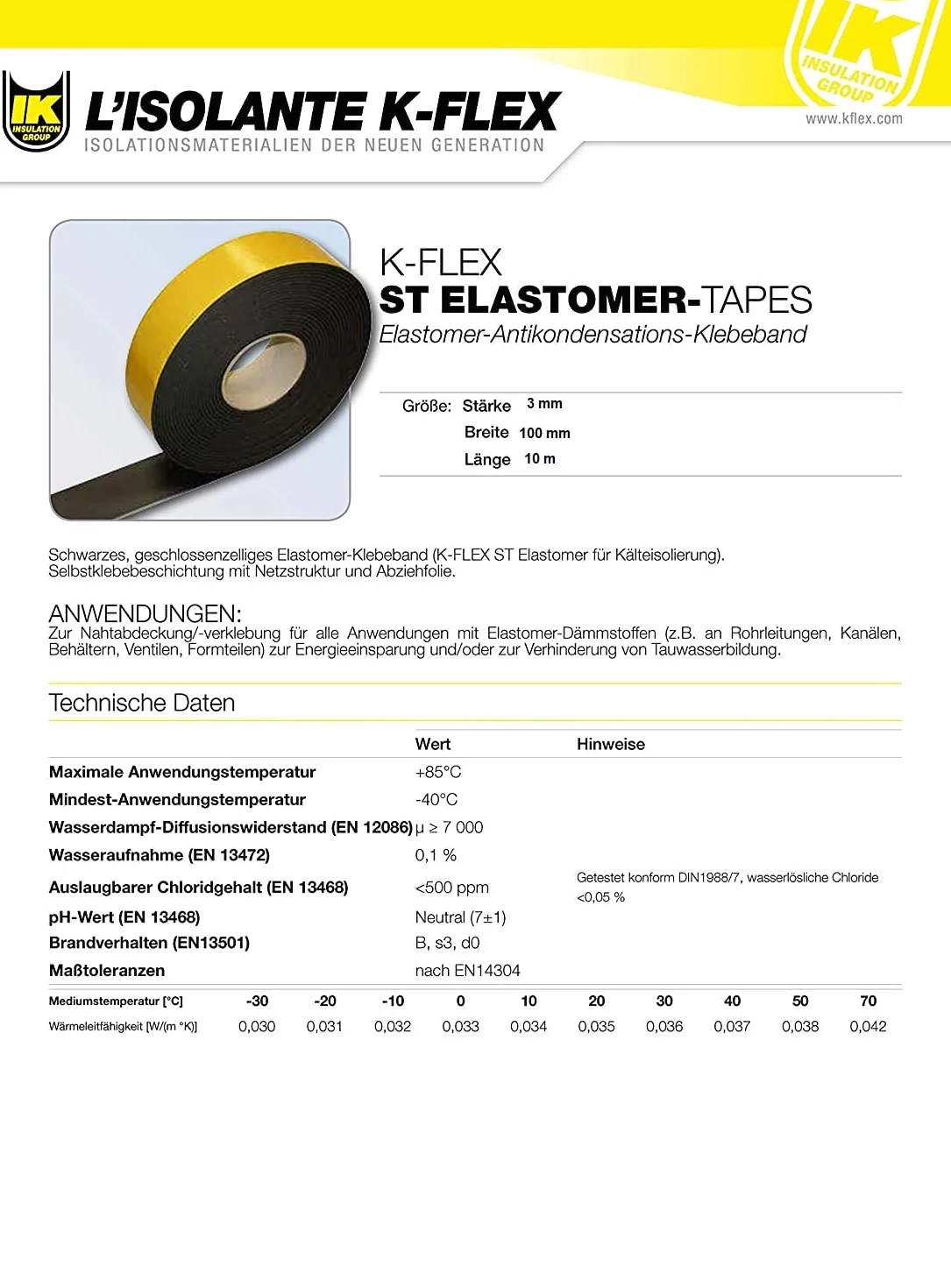 K-Flex ST kauczukowa taśma izolacyjna samoprzylepna: 3 mm x 50 mm x 15 m