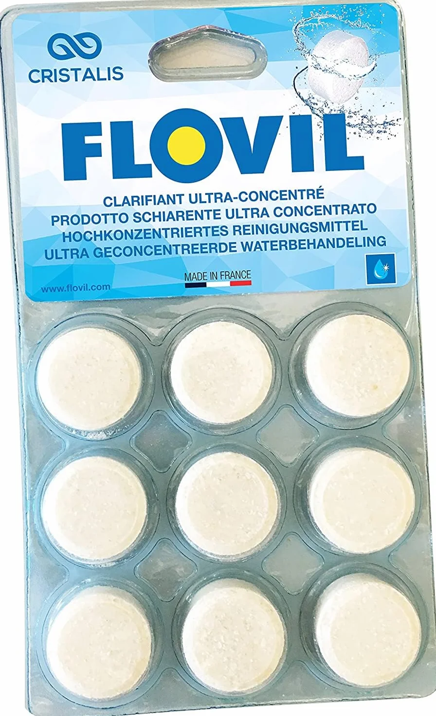 Flovil Ultra skoncentrowany klarator, dla wszystkich typów filtrów basenowych - Zestaw 27 granulek - Made in France White