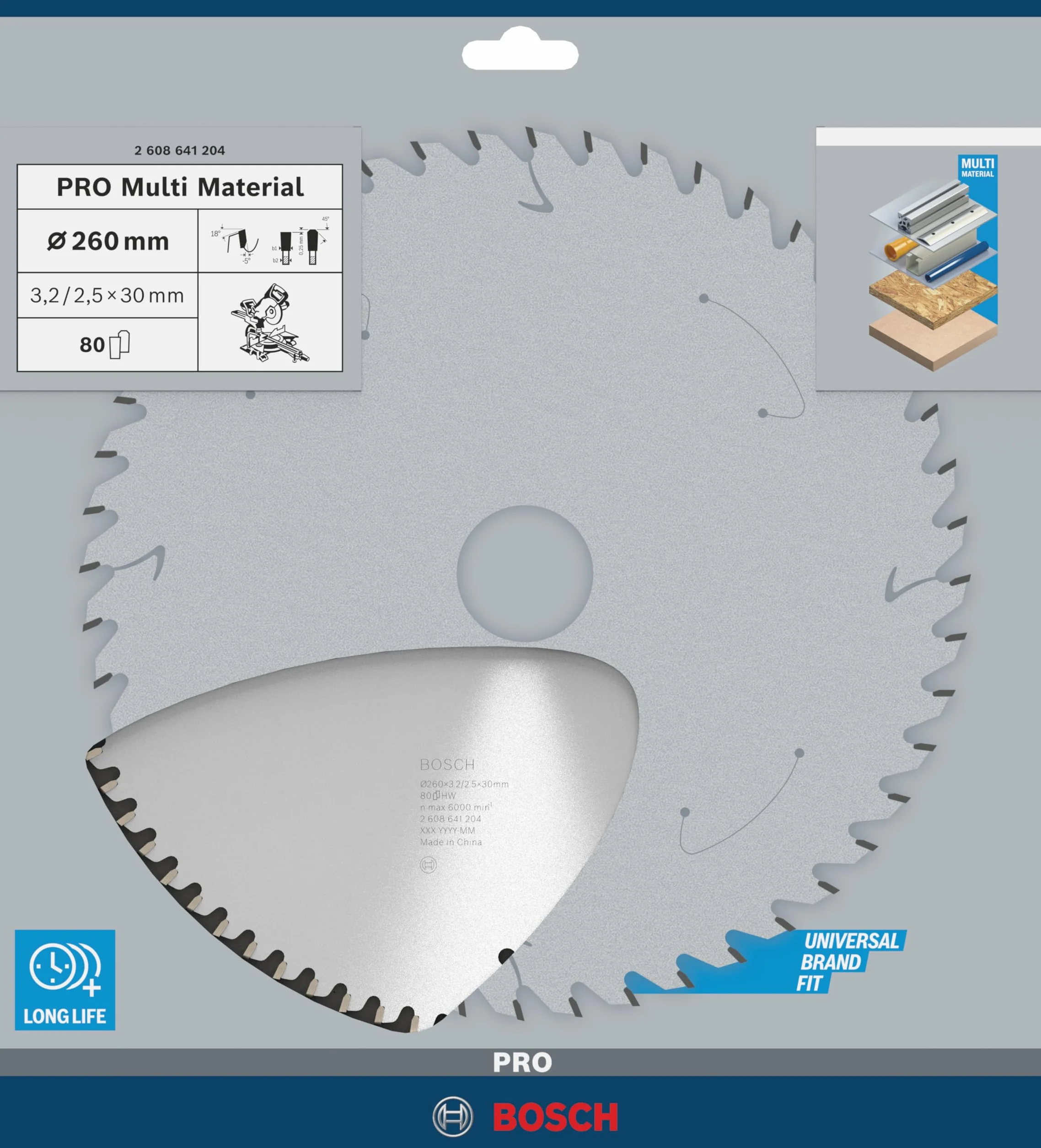 Bosch 2608641204 260 X 3.2 X 30/80 Multi Material Circular Saw Blade