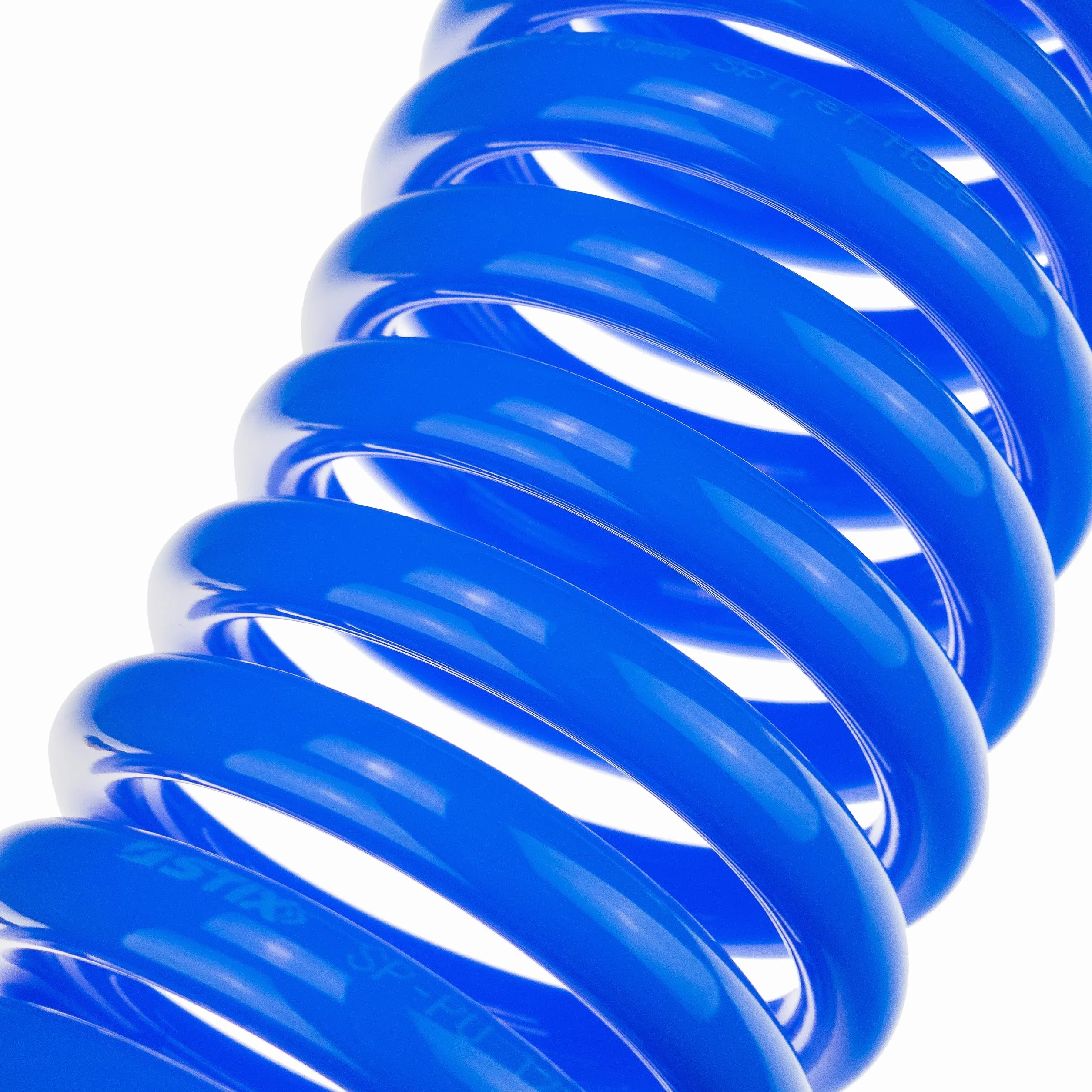 Wąż spiralny pneumatyczny SP-PU 10 m, wąż pneumatyczny 8/12mm z PU, maks. ciśnienie 10 bar, z ochroną przed zginaniem i szybkozłączem, nadaje się do narzędzi pneumatycznych