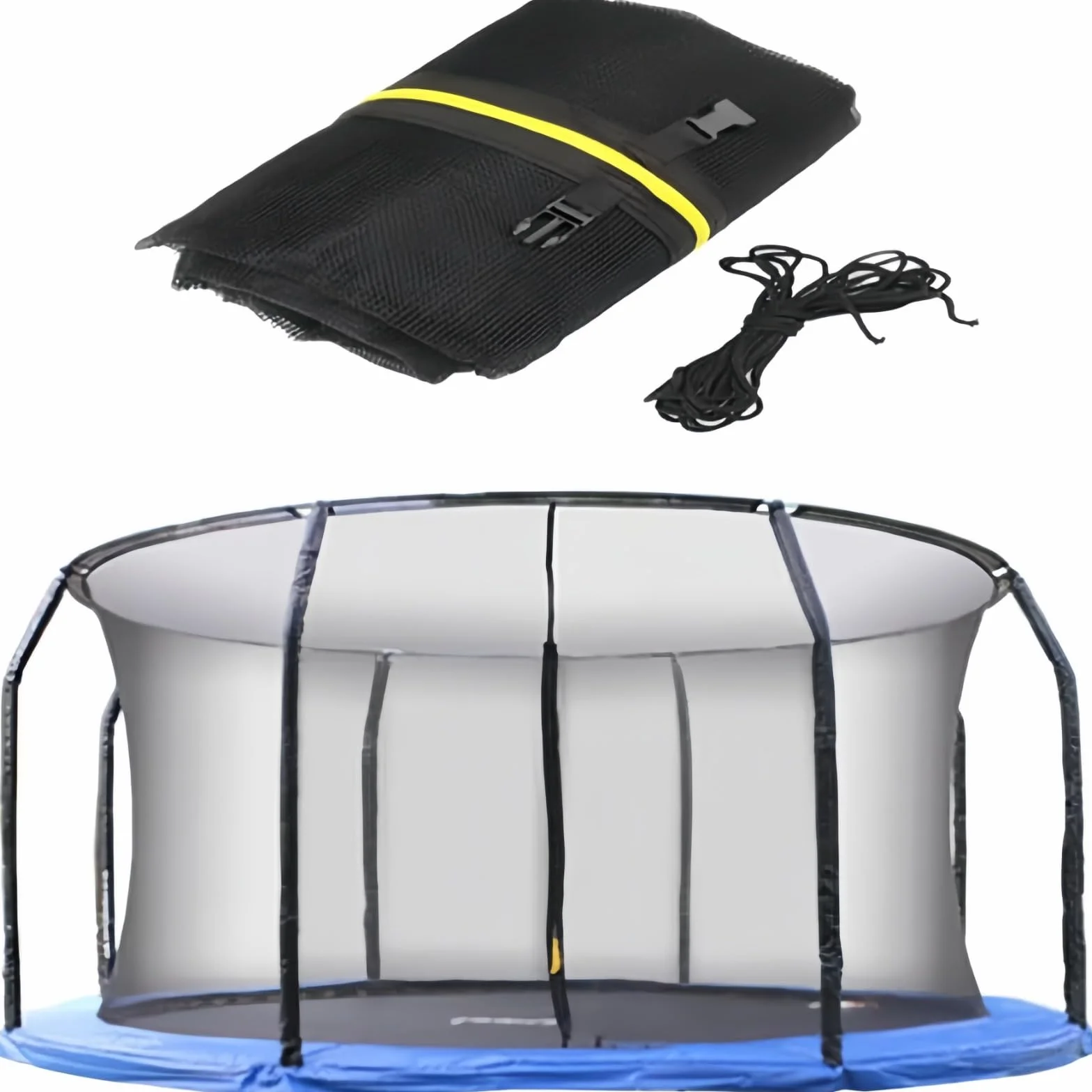 Siatka zabezpieczająca do trampoliny 244 305 366 427 cm, siatka zapasowa do trampoliny z zamkiem błyskawicznym i klamrami, siatka ochronna do trampoliny ogrodowej, do słupków 6/8(14ft/4.27m-6 poles)