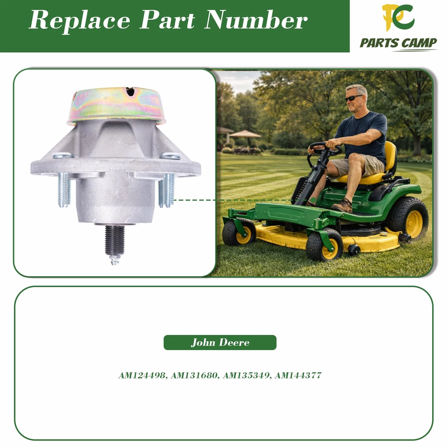 John Deere Wrzeciono pokładowe do kosiarki X520 X500 X530 LT133 LT155 LT166 3-pak
