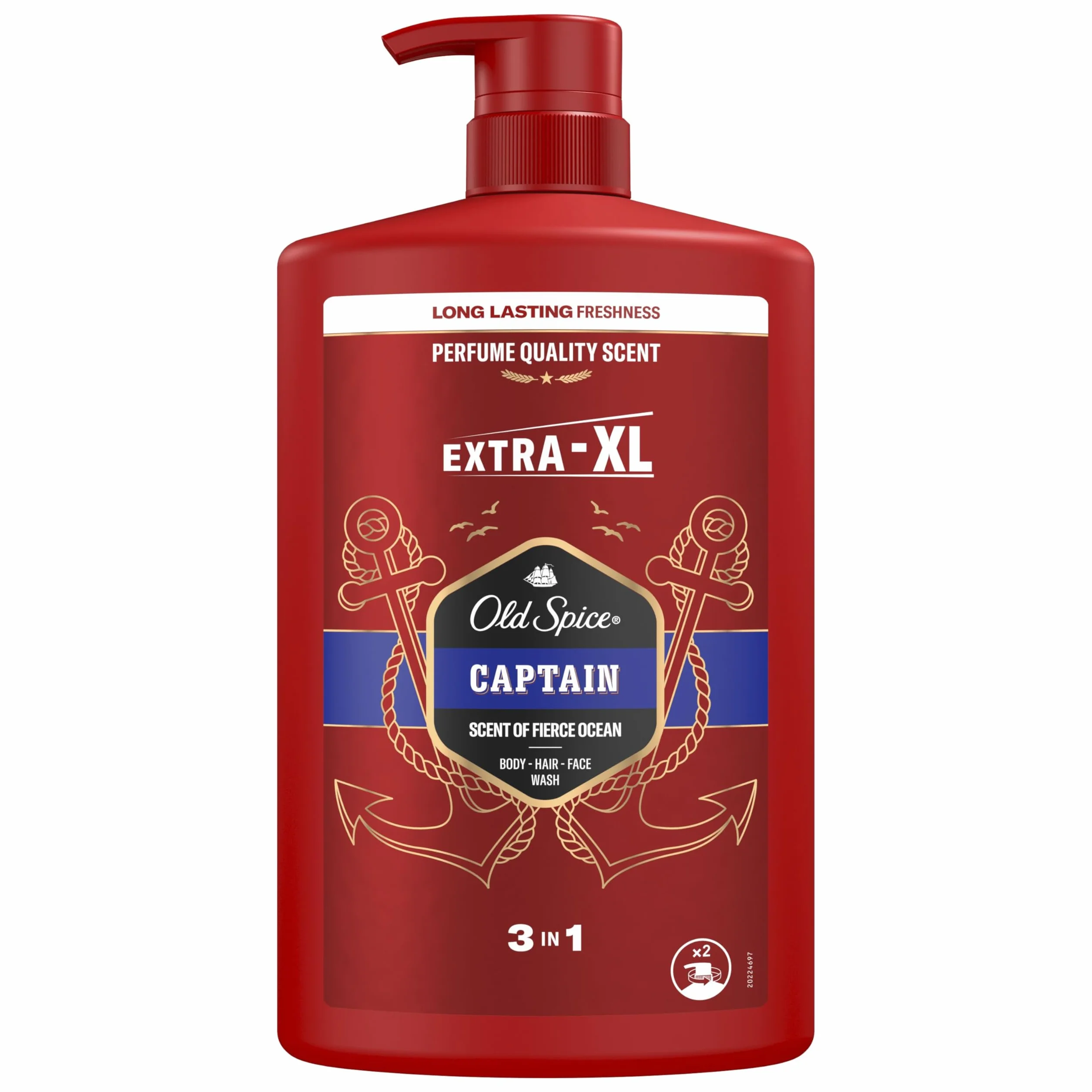 Old Spice Captain Żel pod prysznic i szampon dla mężczyzn 1000ml, uniwersalna formuła 3 w 1 do mycia ciała, włosów i twarzy, długotrwała świeżość, zapach o jakości perfum, głębokie oczyszczanie