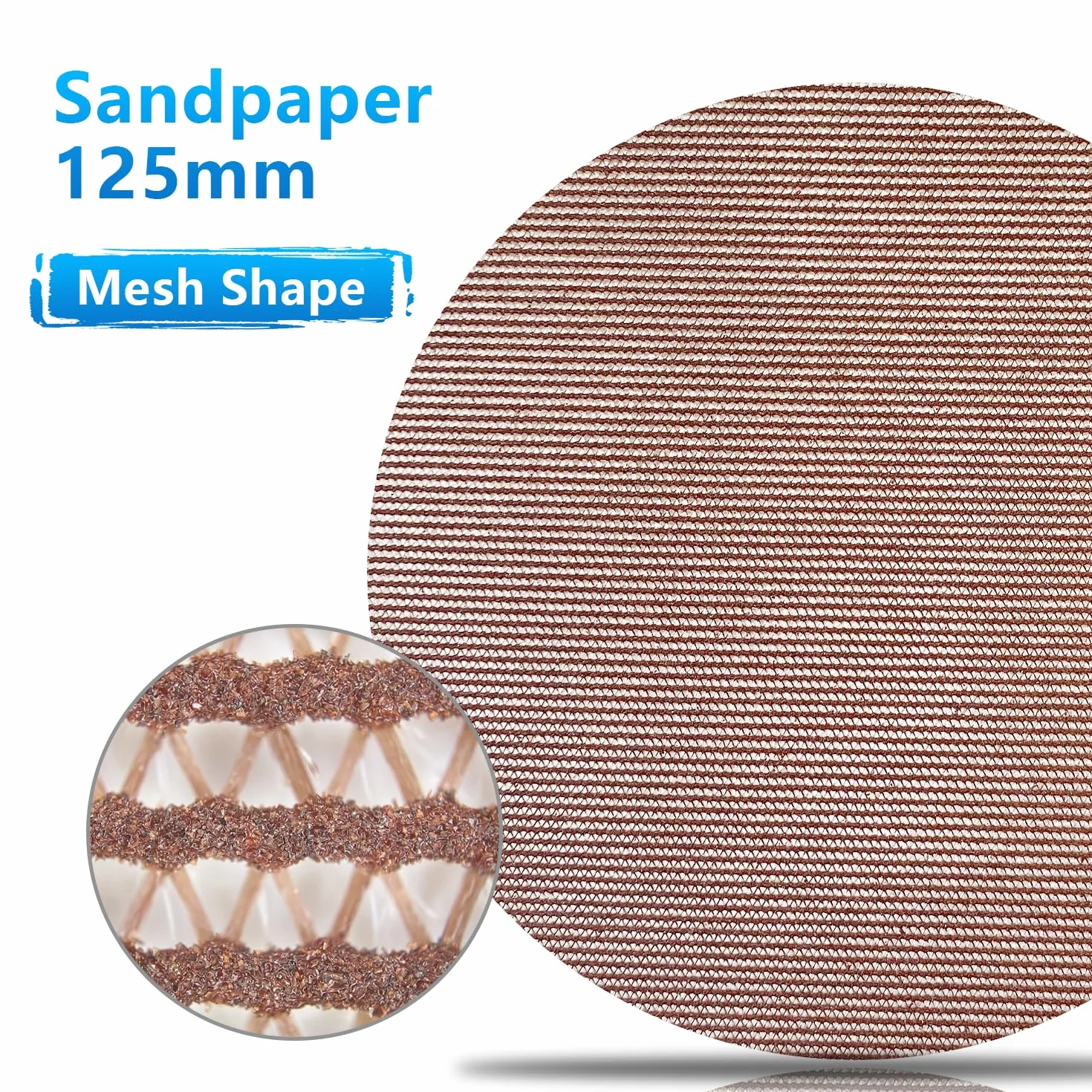 ściernice 125 mm na rzep, 50 sztuk papieru ściernego okrągłego w siatce, ziarnistość 60/80/120/180/240, tarcze szlifierskie mimośrodowe, pasujące do szlifierek mimośrodowych 125 mm