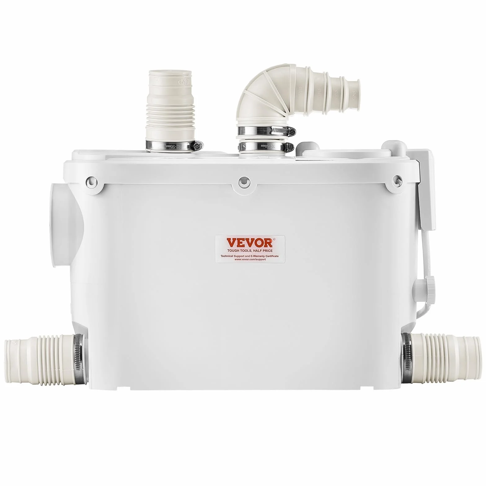 VEVOR Młynek sanitarny 500 W Pompa podnosząca ścieki 6600 l/h Głowica 8 m 3 wloty wody do toalety Piwnica Kuchnia Zlew Prysznic Wanna Pralnia Spłuczka Ścieki