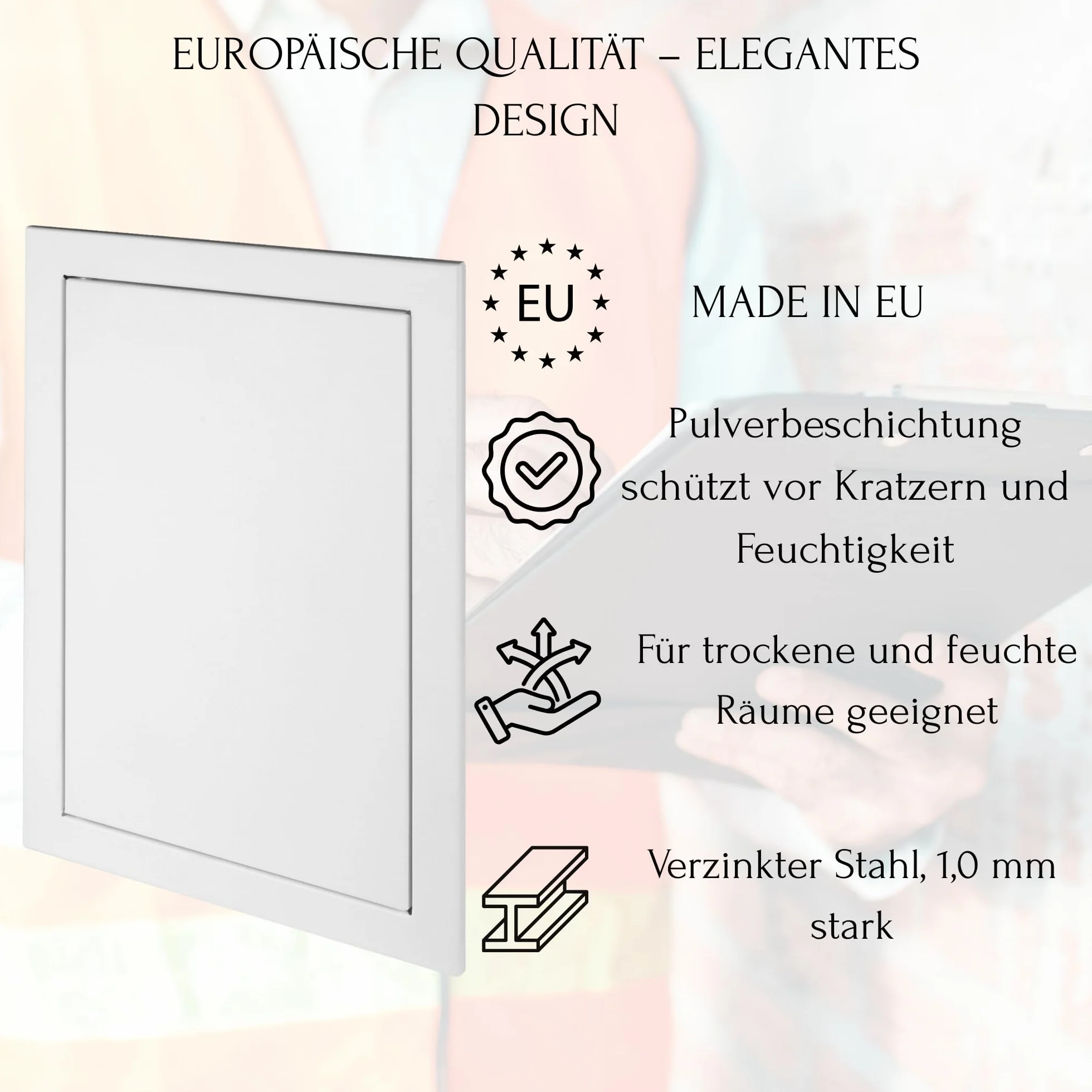 TMALASER Drzwi rewizyjne metalowe 40 x 70 cm stal ocynkowana – klapa rewizyjna biała 400 x 700 mm push to open/Klick-Klack - drzwi inspekcyjne do ścian murowanych i karton-gips