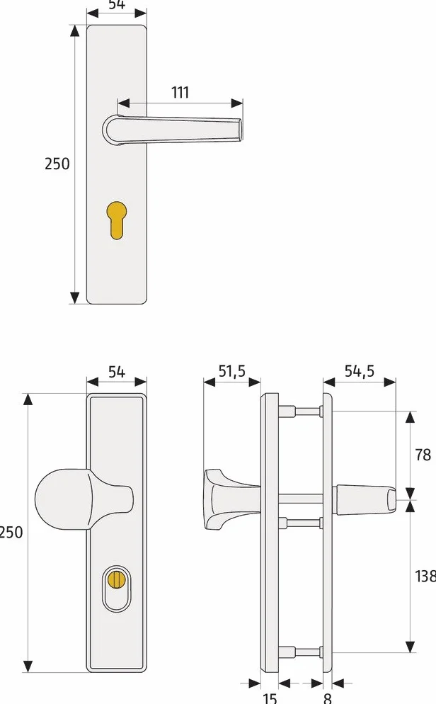 ABUS HLZS814 F2 b.Dr. EK okucie ochronne z osłoną cylindra kwadratowe, nowe srebro, 084126