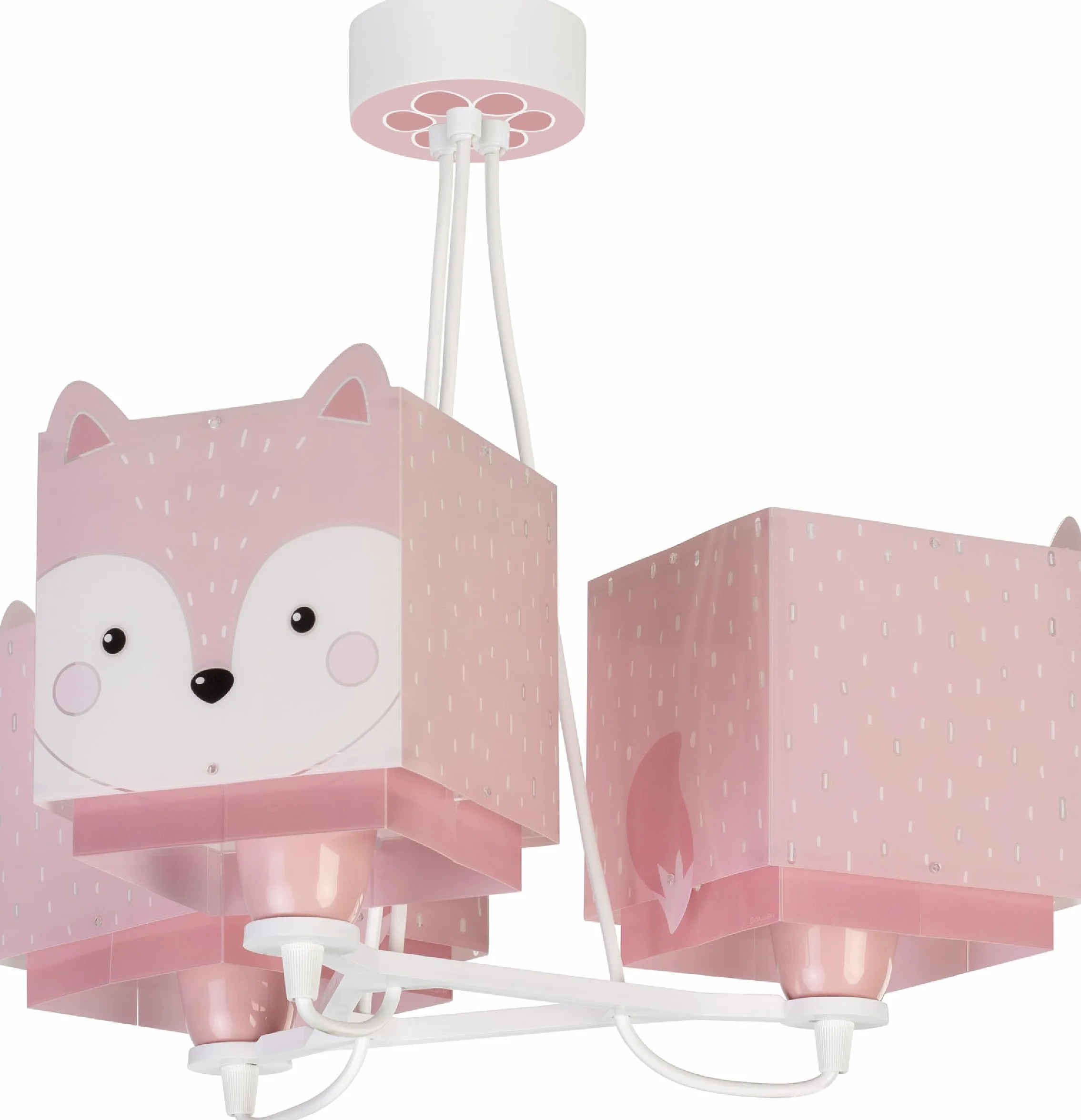 Dalber Lampa dziecięca lampa wisząca 3 światła Little Fox lis zwierzęta, różowa