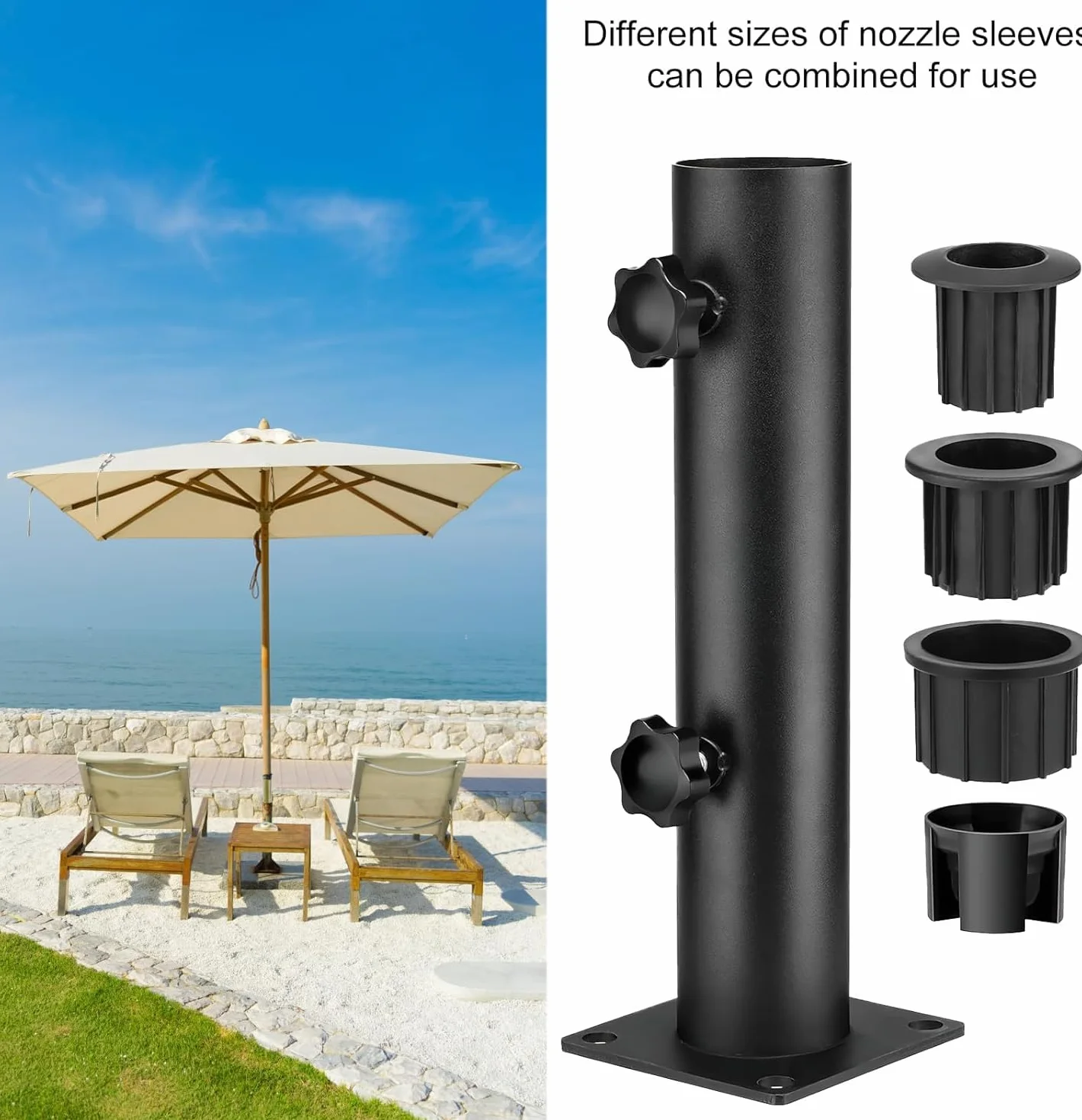 HENGBIRD 8 sztuk pierścieni redukcyjnych do parasoli przeciwsłonecznych, części zamienne, redukcja, stojak na parasol, adapter do parasola tarasowego, części zamienne, do użytku na zewnątrz, elementy