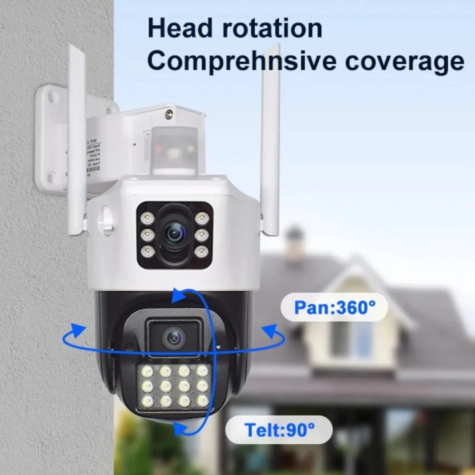 Kamera 5MP z dwoma ekranami WiFi PTZ z detekcją człowieka AI, zewnętrzna kamera monitoringu CCTV 4K, kamera IP do monitoringu(5MP NO SD Card)