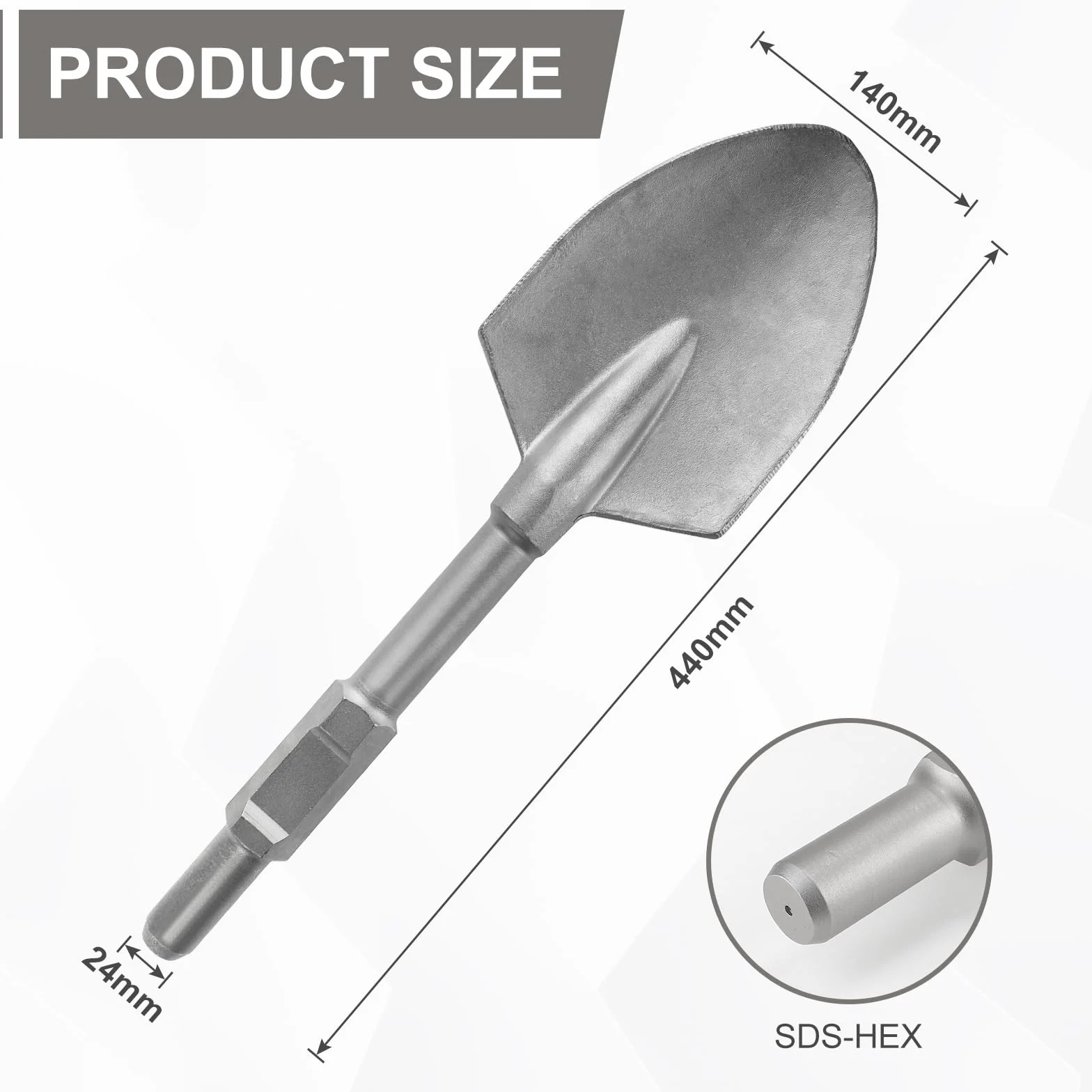 CPROSP Młotek do rozbiórki 30 mm, dłuto SDS HEX 135 x 440 mm, profesjonalna łopata z wałem sześciokątnym, łopata do asfaltu, miedź, idealna do usuwania gliny twardej ziemi i mebli betonowych