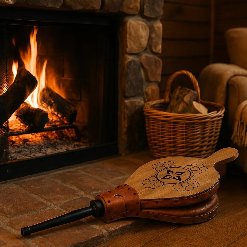 Wyściełany Mieszek do Kominka i Grilla - Naturalne Drewno - 51 cm