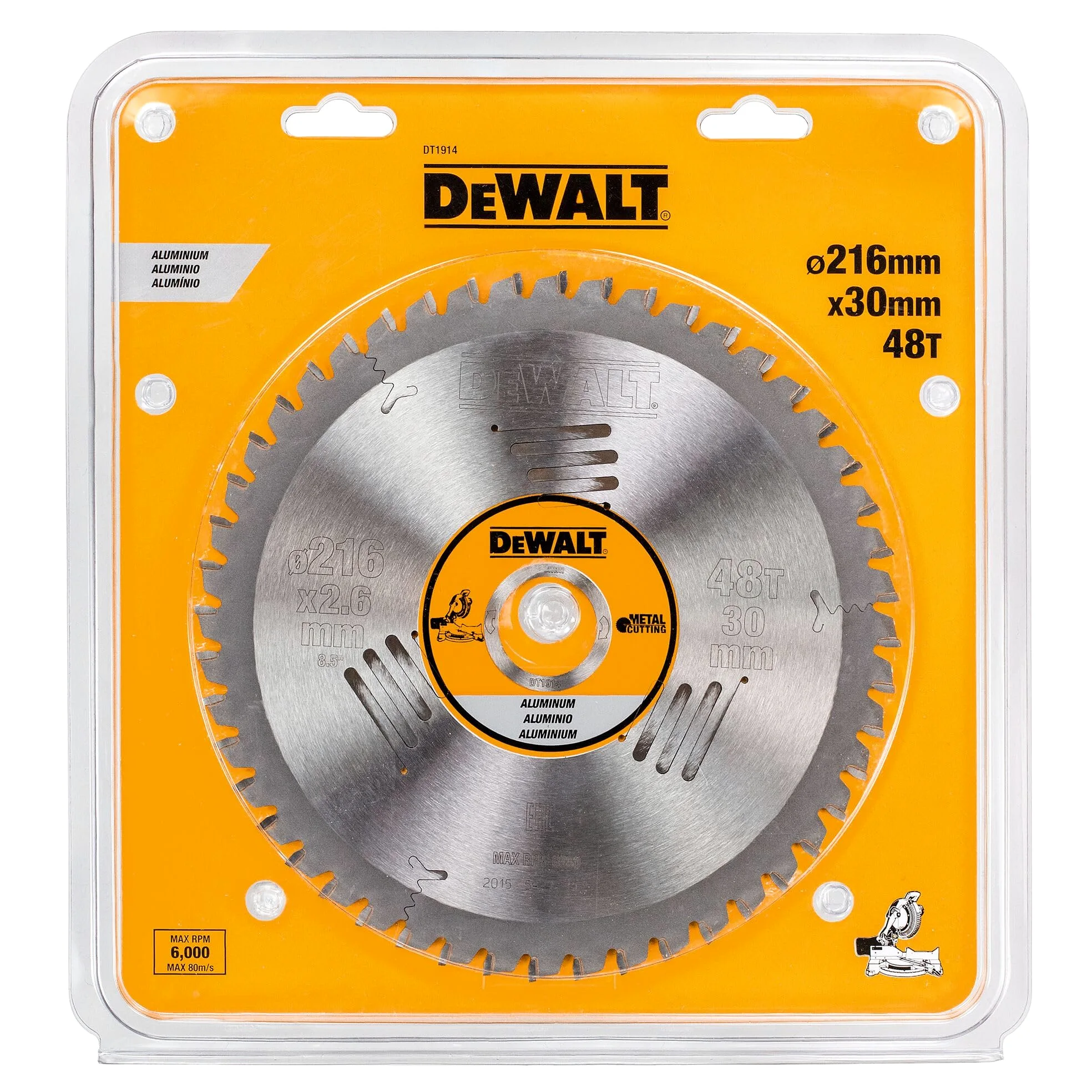 DeWalt DT1914-QZ - Hojas para Sierra Estacionarias 216 x30 x48D para Aluminium