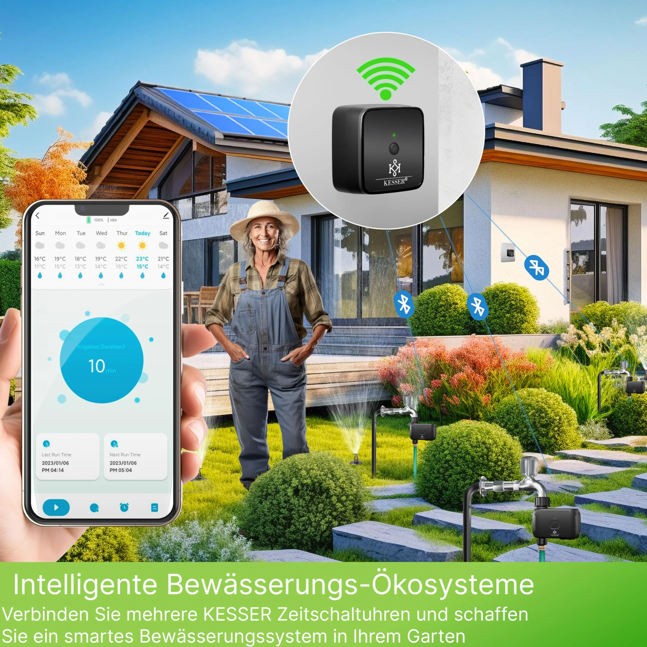 KESSER Sterownik nawadniania Wi-Fi z timerem, automatyczny, czarny