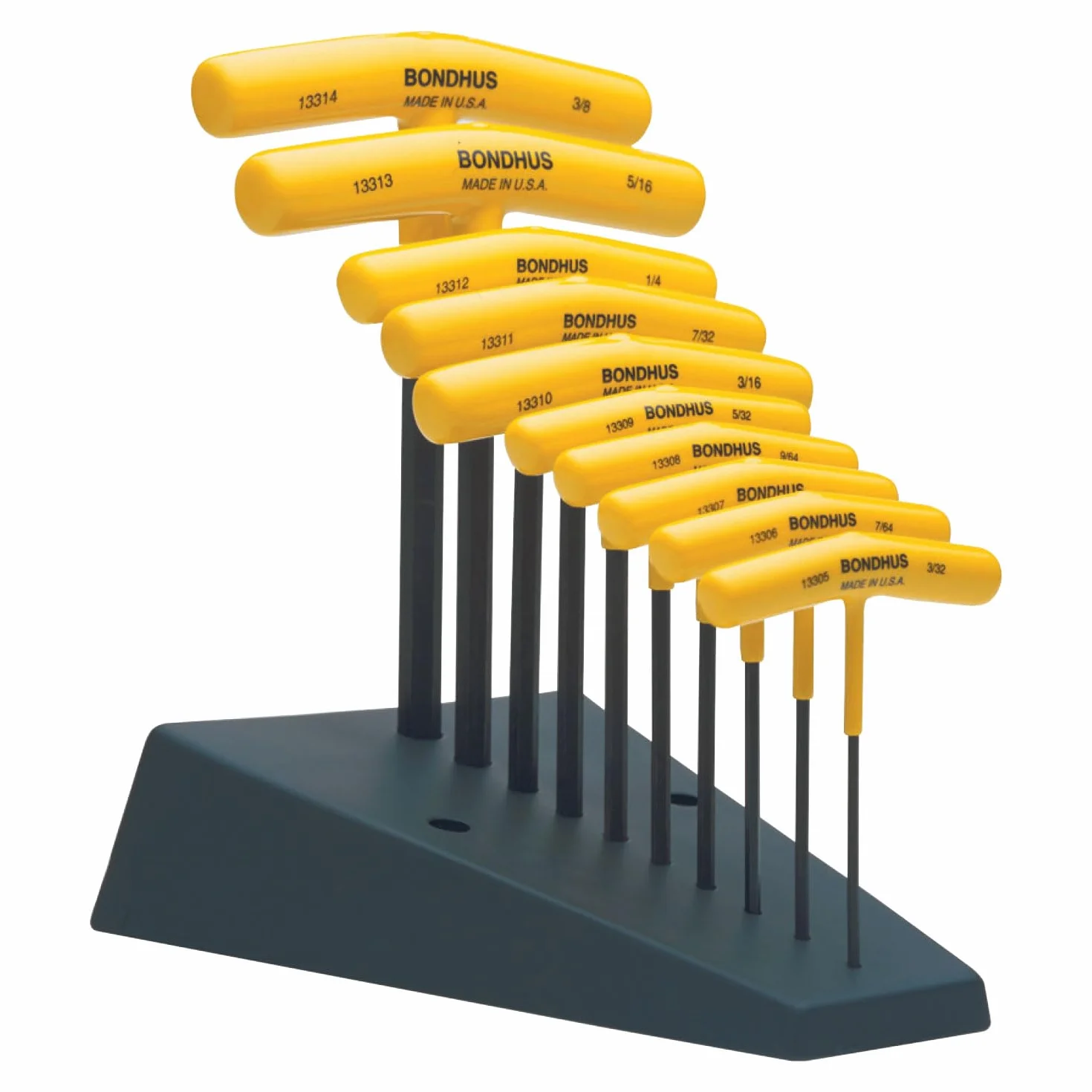BONDHUS, HTX10FS 10PC 3/32-3/8 T-Handle HEX Set, 13390
