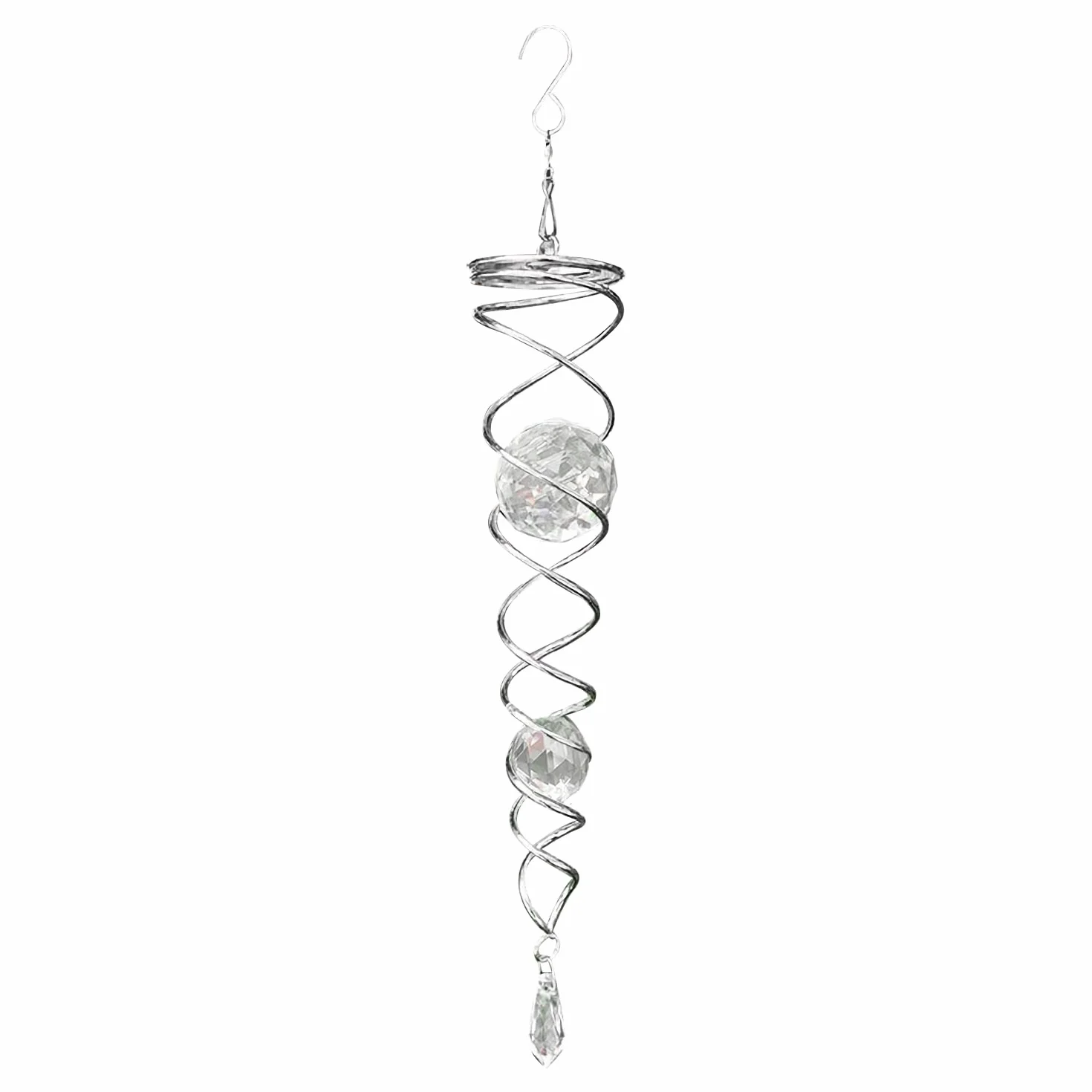 Crystal Twister przezroczysta spirala przeciwwiatrowa, odstraszacz ptaków, odblaskowy wiatrak, dekoracja ogrodu, na podwórko, balkon, wymiary: 5 x 42 cm